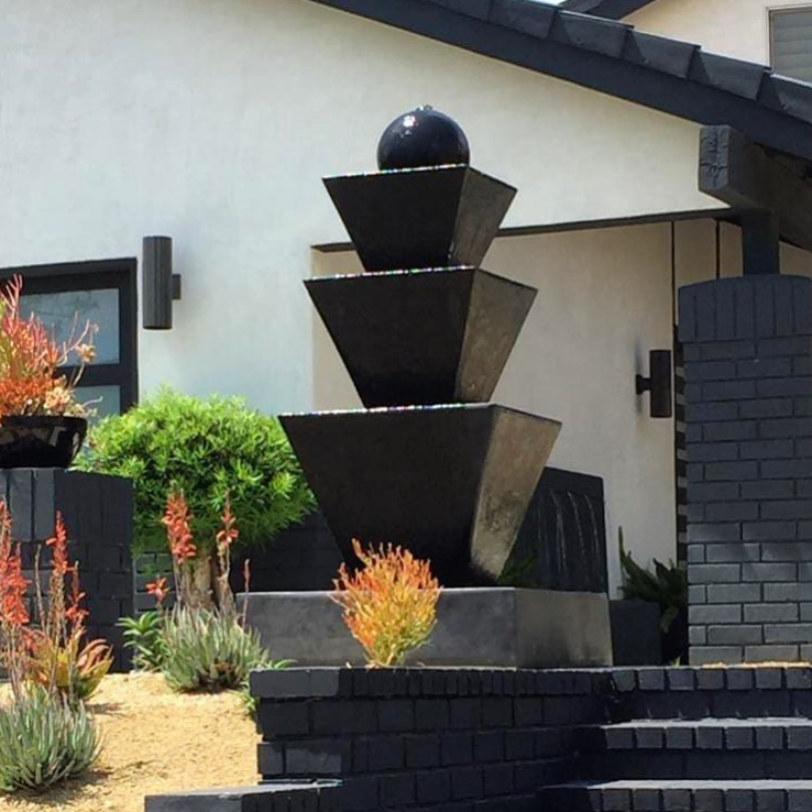 Giannini Garden Tiered Concrete Garden Fountain with Ball - 1488 & 1489