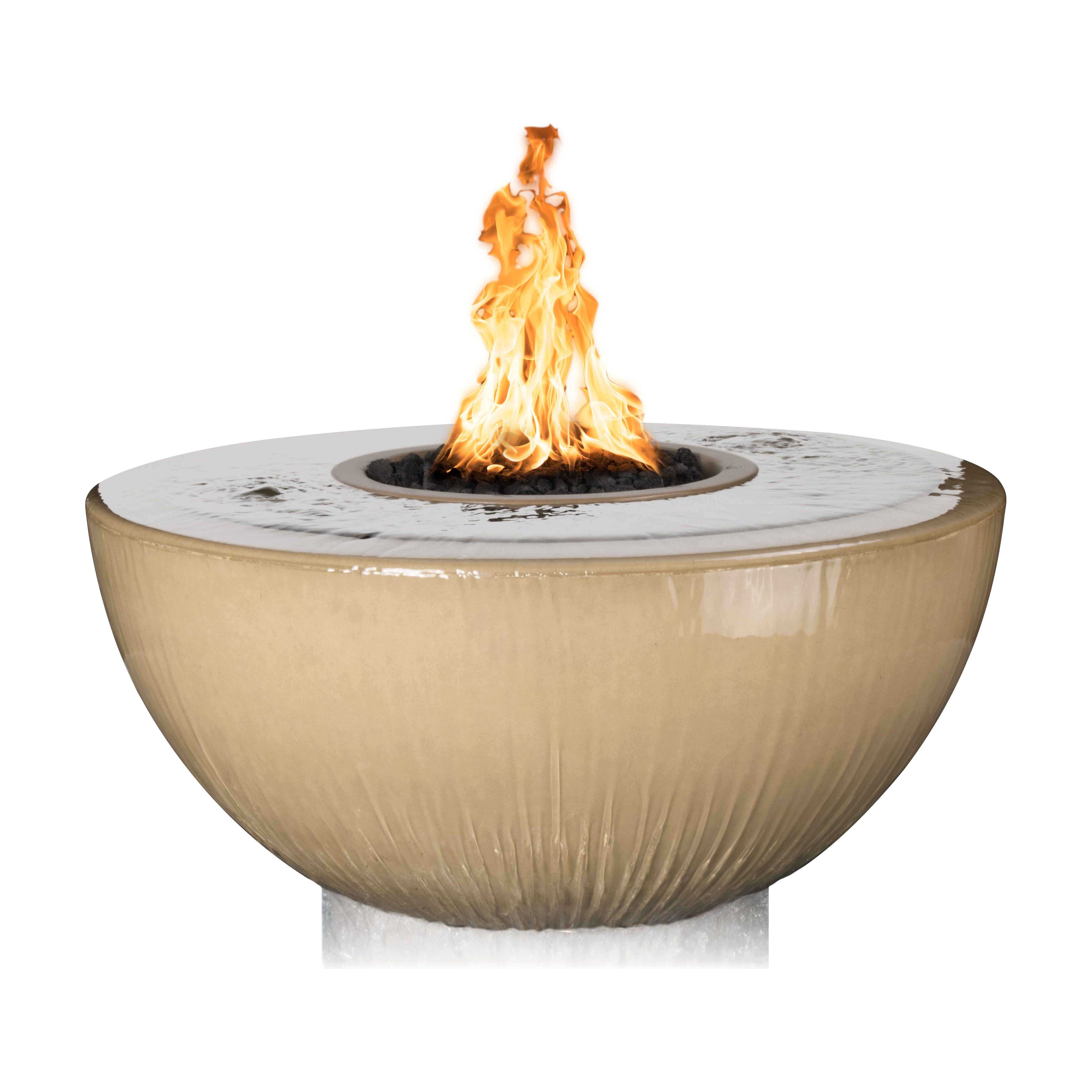 The Outdoor Plus 38" Sedona GFRC Concrete Fire & Water Bowl – 360° Spill
