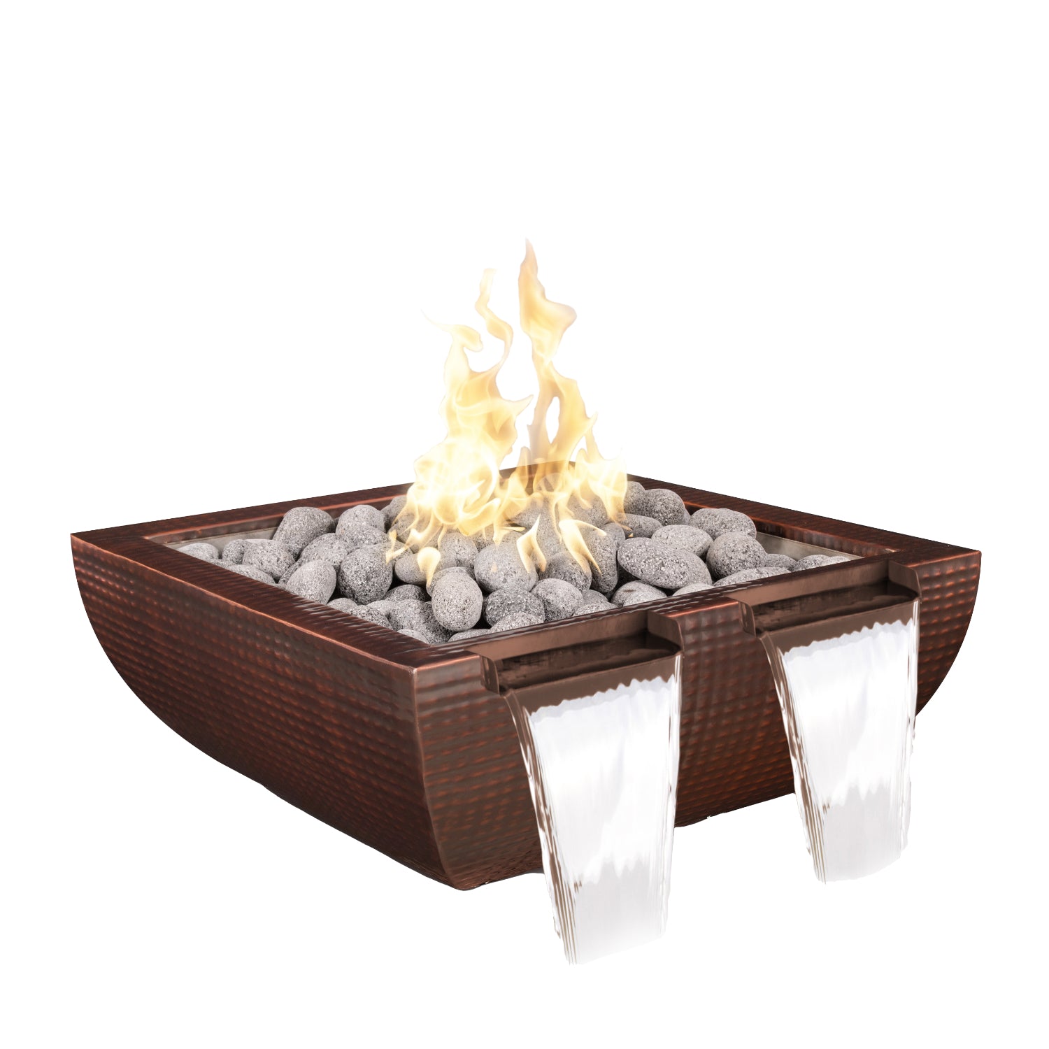 The Outdoor Plus Avalon Hammered Copper Twin Spill Fire & Water Bowl