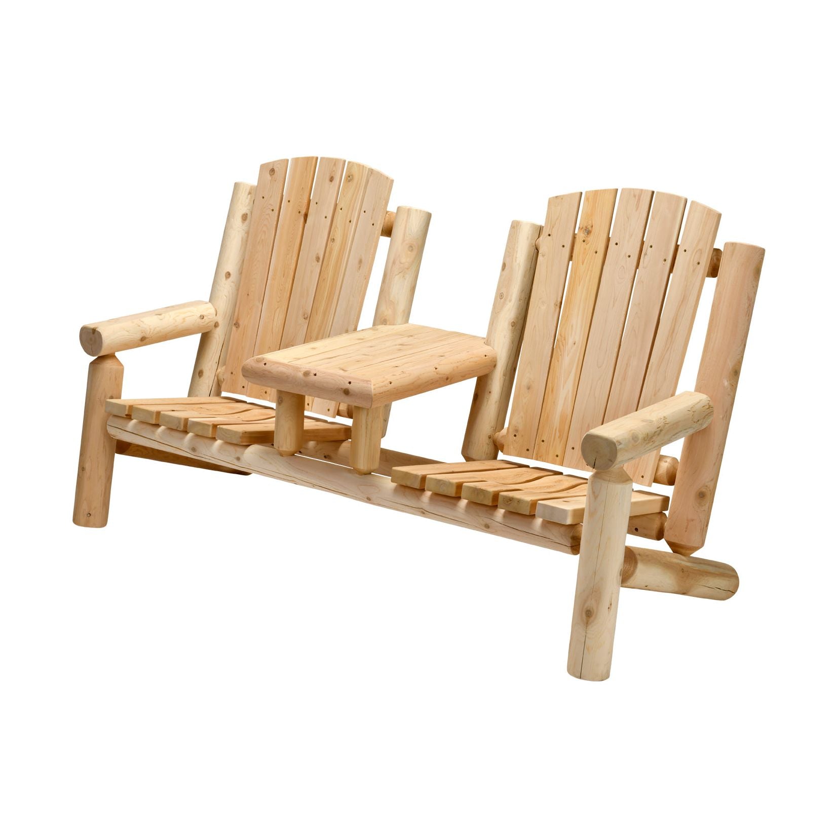 Dundalk Leisurecraft Adirondack Log Gossip Bench with Table
