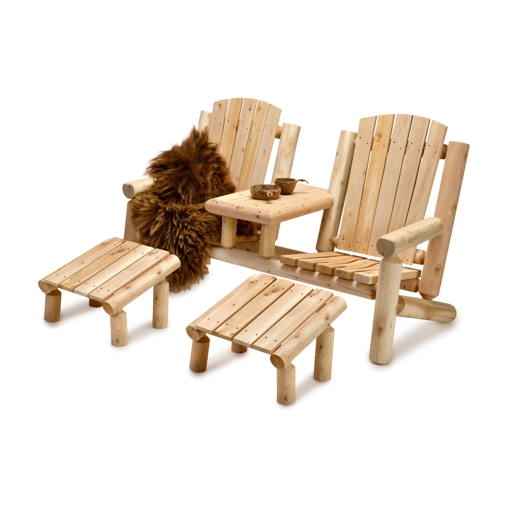 Dundalk Leisurecraft Adirondack Log Gossip Bench with Table