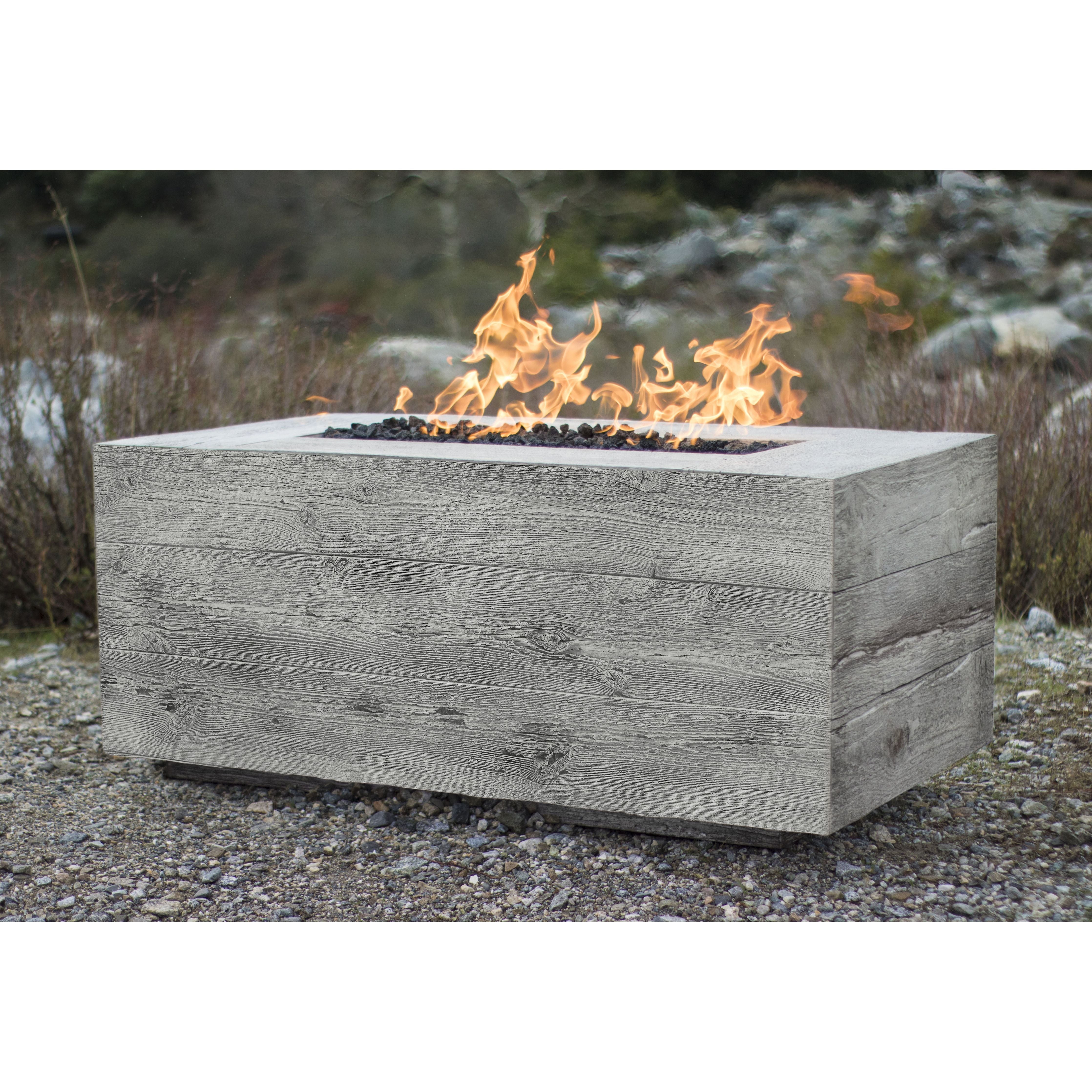 The Outdoor Plus Catalina Wood Grain GFRC Concrete Fire Pit
