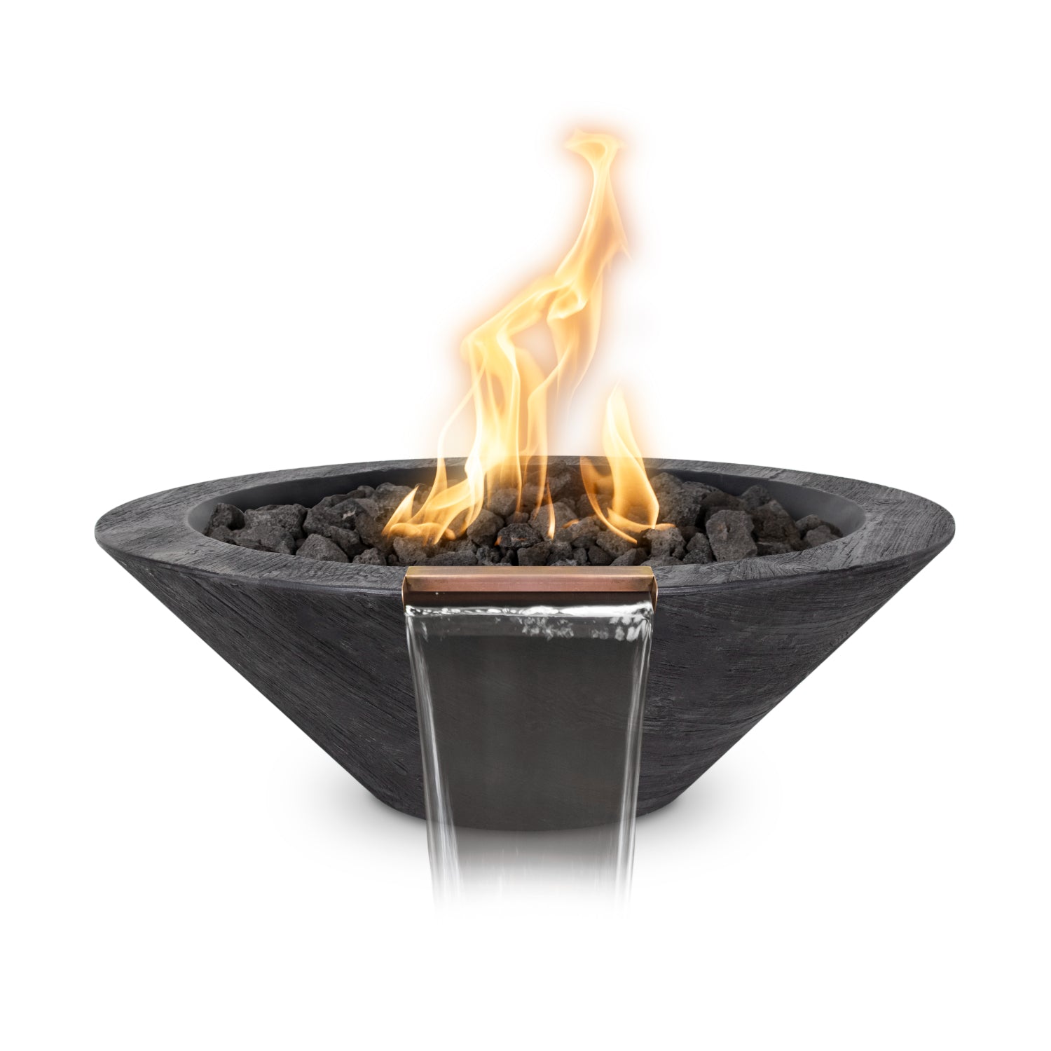 The Outdoor Plus Cazo Wood Grain GFRC Concrete Fire & Water Bowl