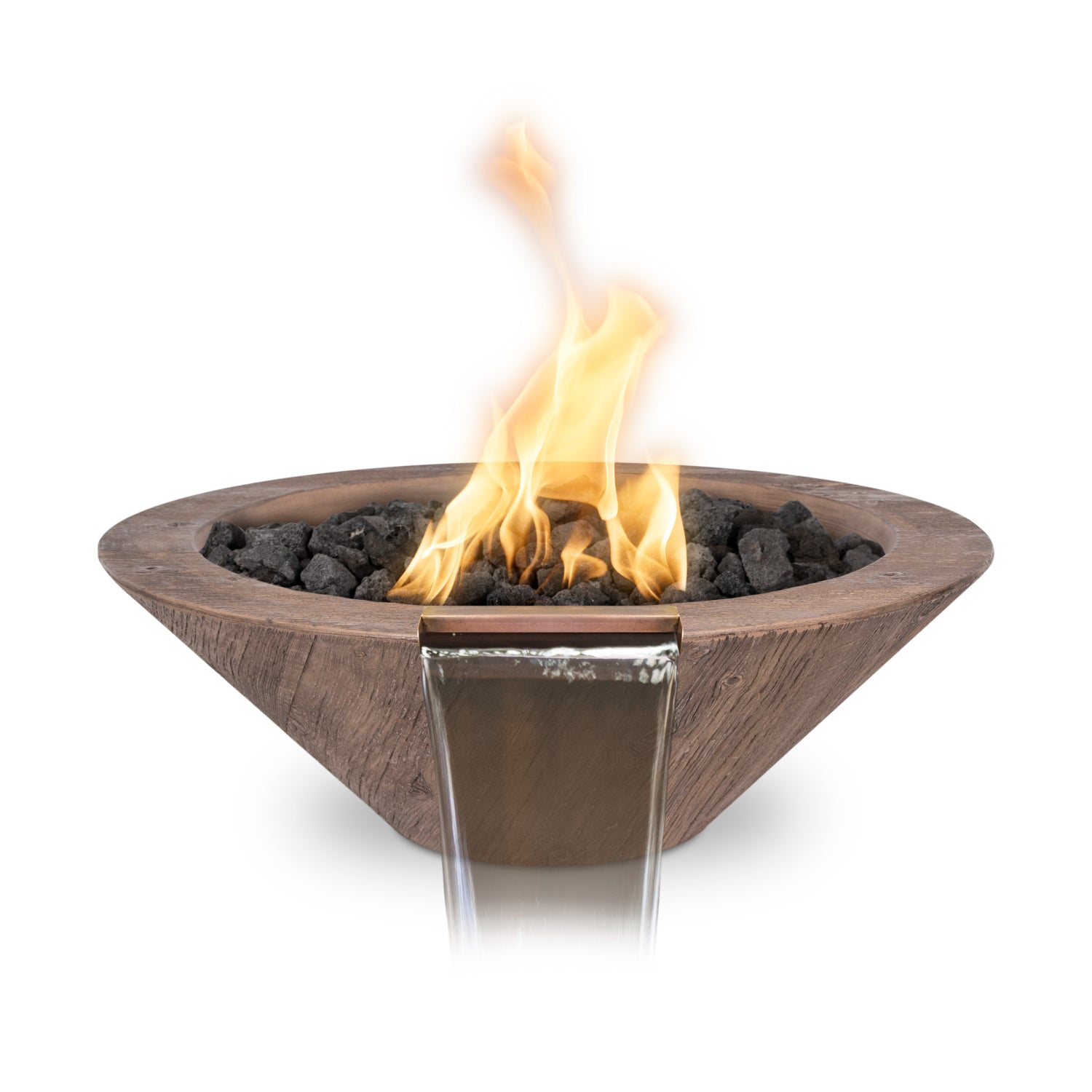 The Outdoor Plus Cazo Wood Grain GFRC Concrete Fire & Water Bowl