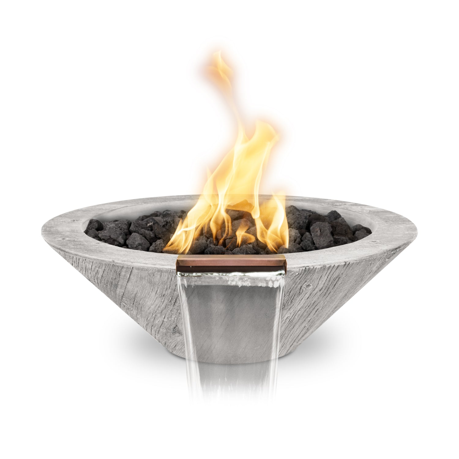 The Outdoor Plus Cazo Wood Grain GFRC Concrete Fire & Water Bowl
