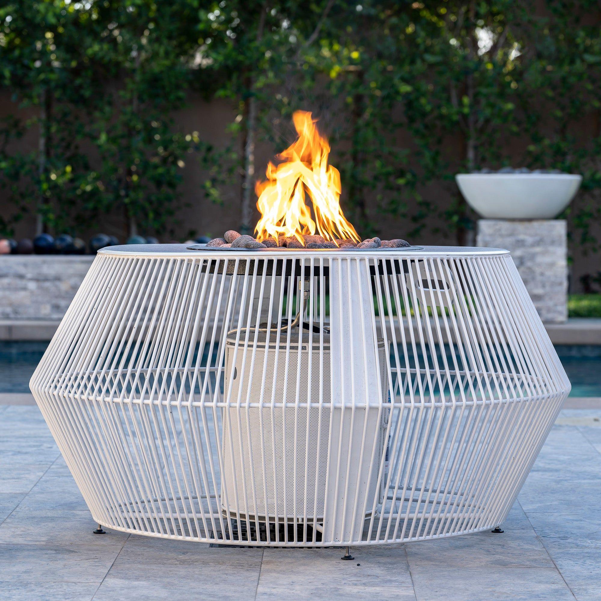 The Outdoor Plus Cesto Black & White Metal Powder Coat Fire Pit