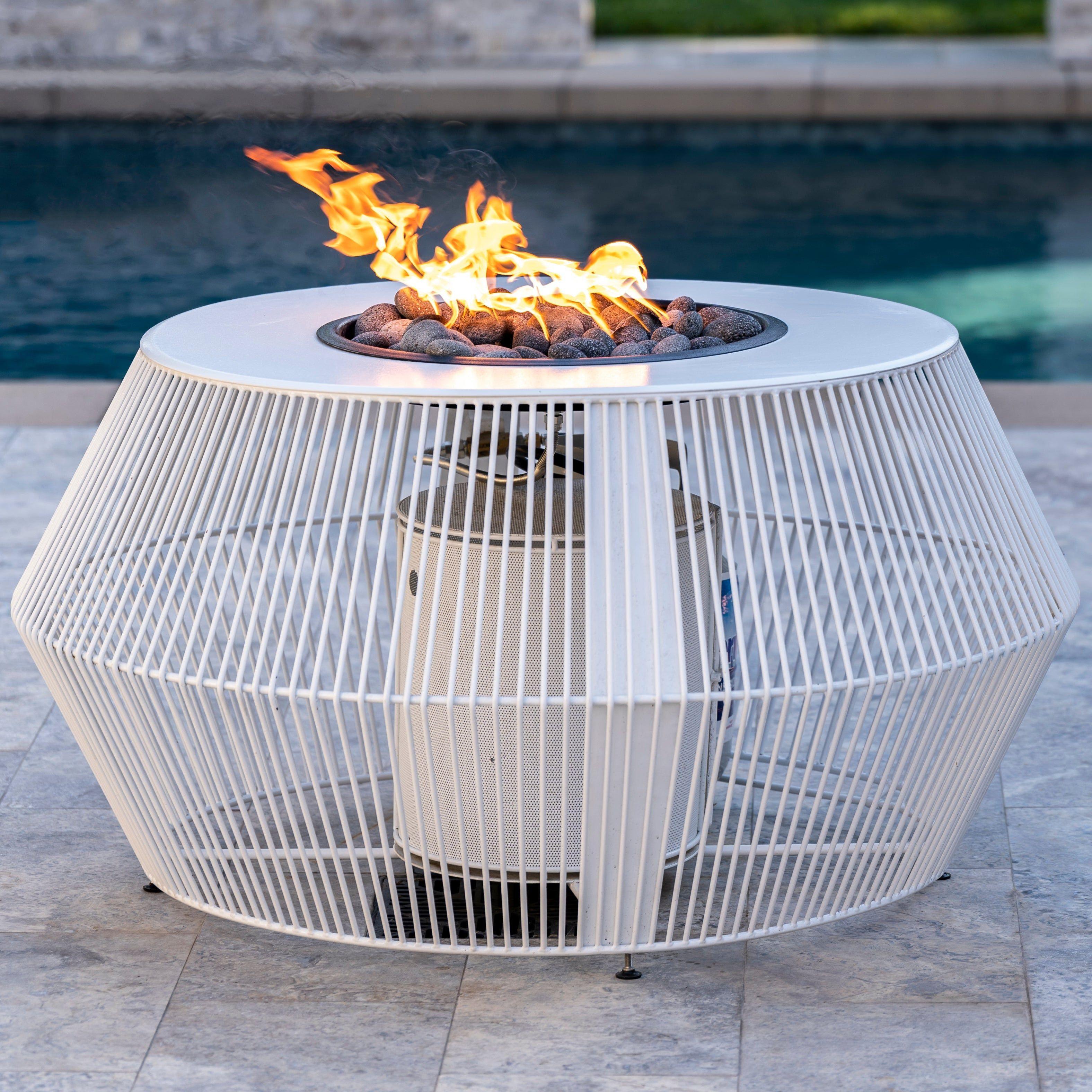 The Outdoor Plus Cesto Black & White Metal Powder Coat Fire Pit