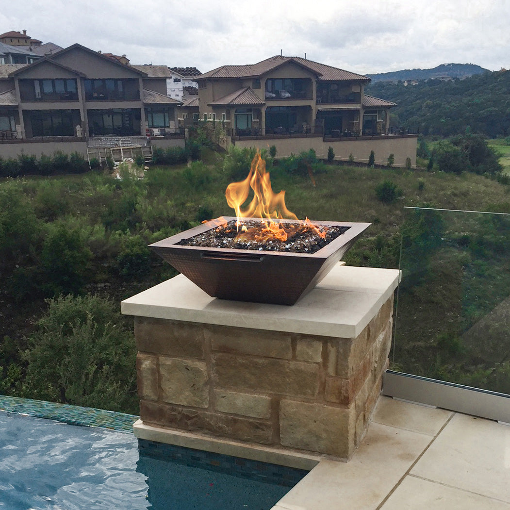 The Outdoor Plus Maya Hammered Patina Copper Fire & Water Bowl