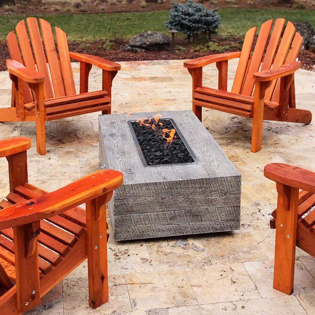The Outdoor Plus Coronado 108" Rectangle GFRC Wood Grain Fire Pit