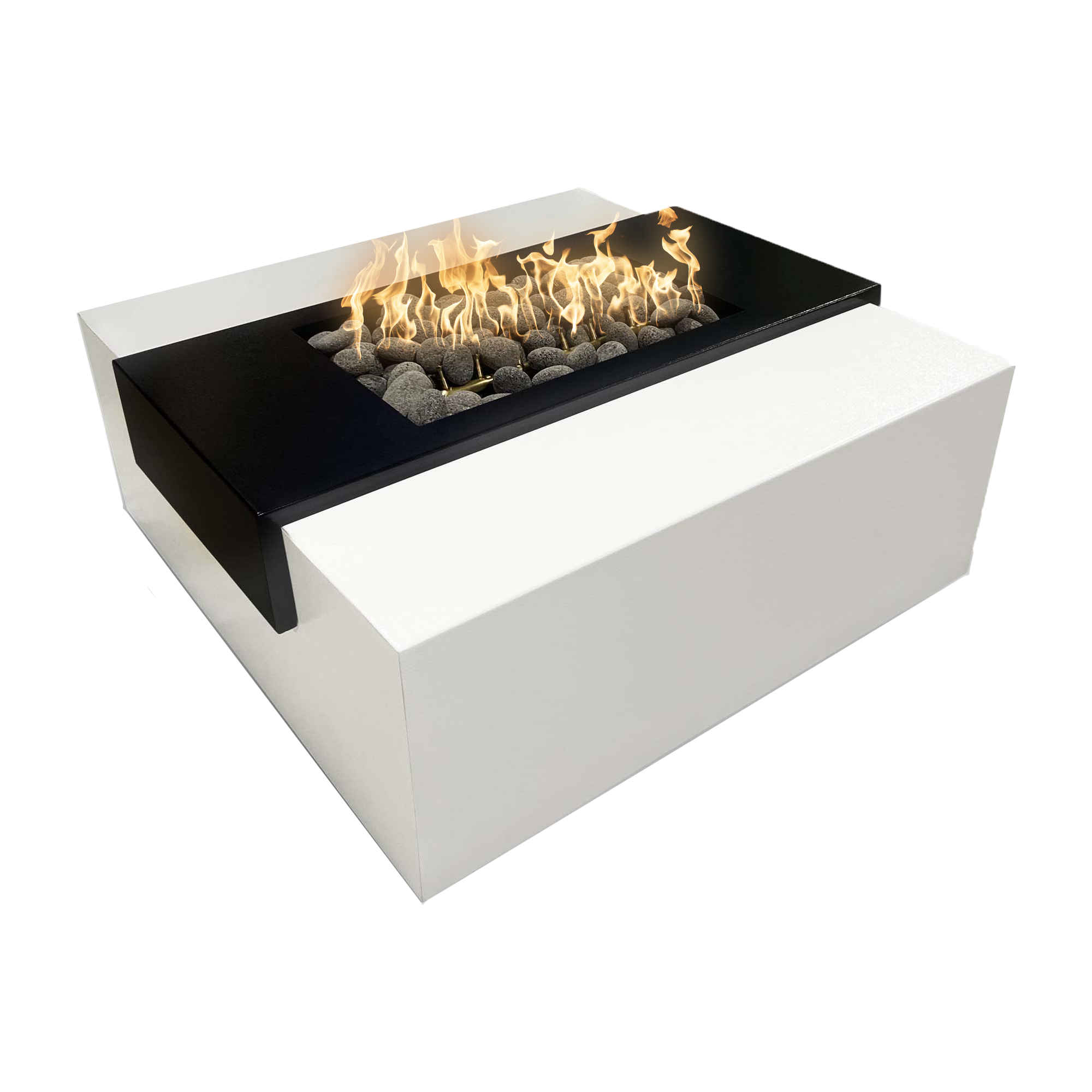 The Outdoor Plus Gallaway Black & White Metal Powder Coat Fire Pit
