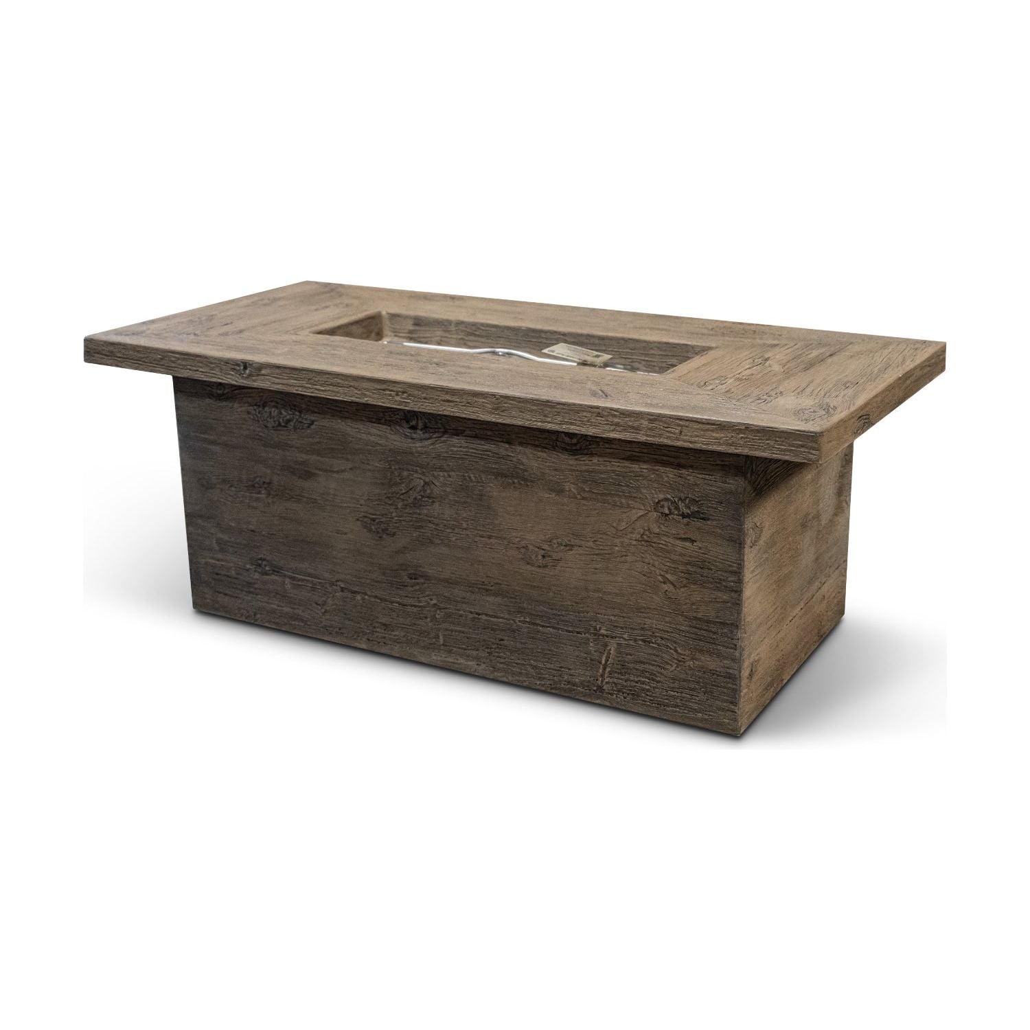 The Outdoor Plus Grove Wood Grain GFRC Concrete Rectangular Fire Table