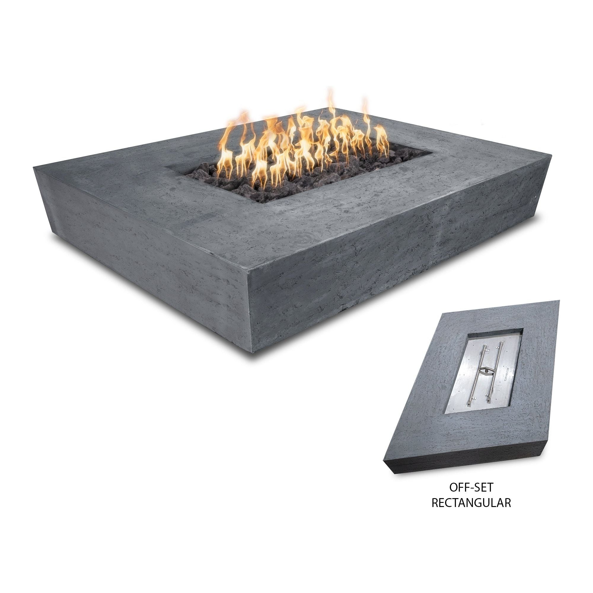 The Outdoor Plus Heikō Rectangular GFRC Concrete Fire Pit