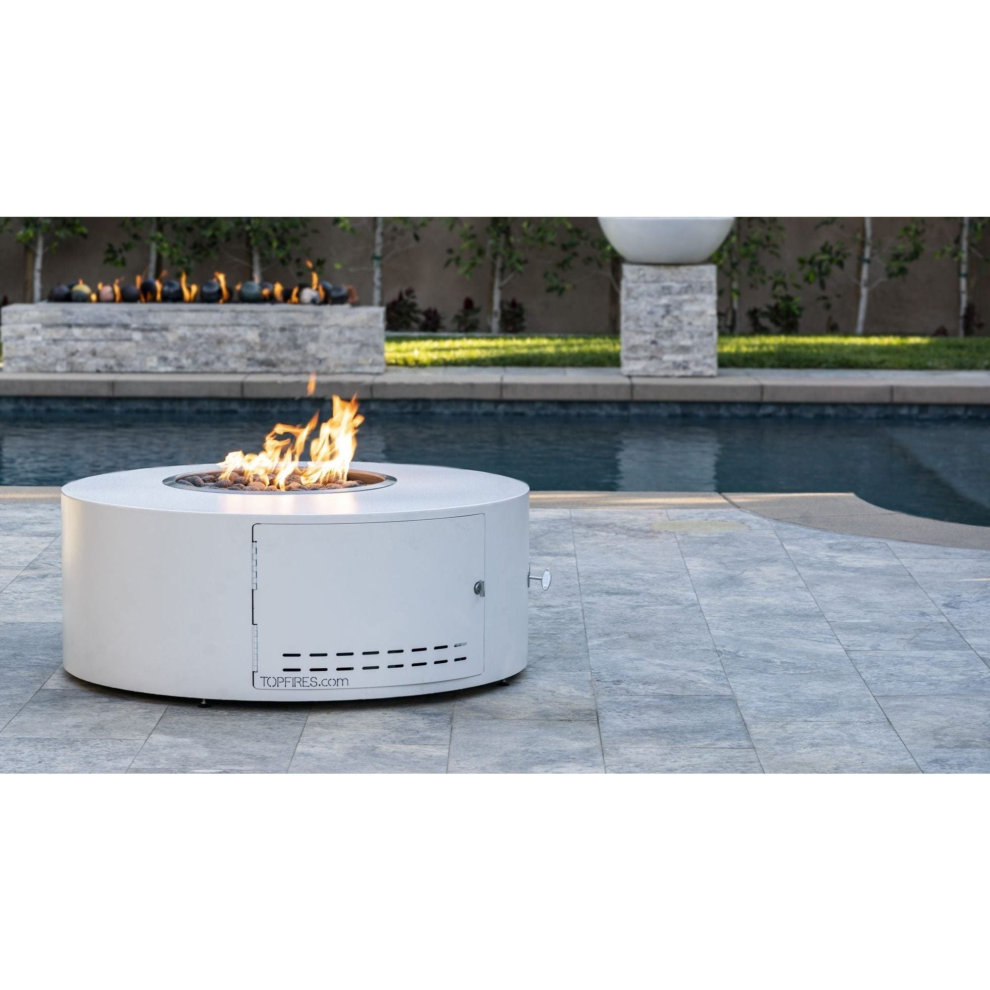 The Outdoor Plus Isla Powder Coated Metal Round Fire Pit- Low Profile