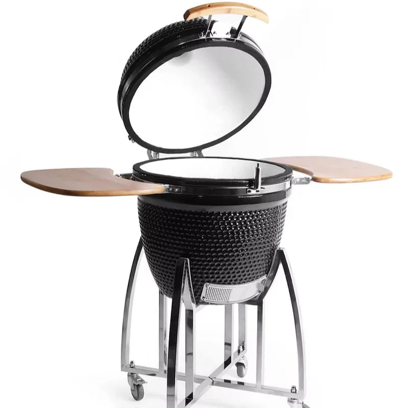 KoKoMo Grills 21" Ceramic Kamado BBQ Grill with Stand and Shelves