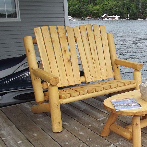 Dundalk Leisurecraft Adirondack Log 2 Seat Bench