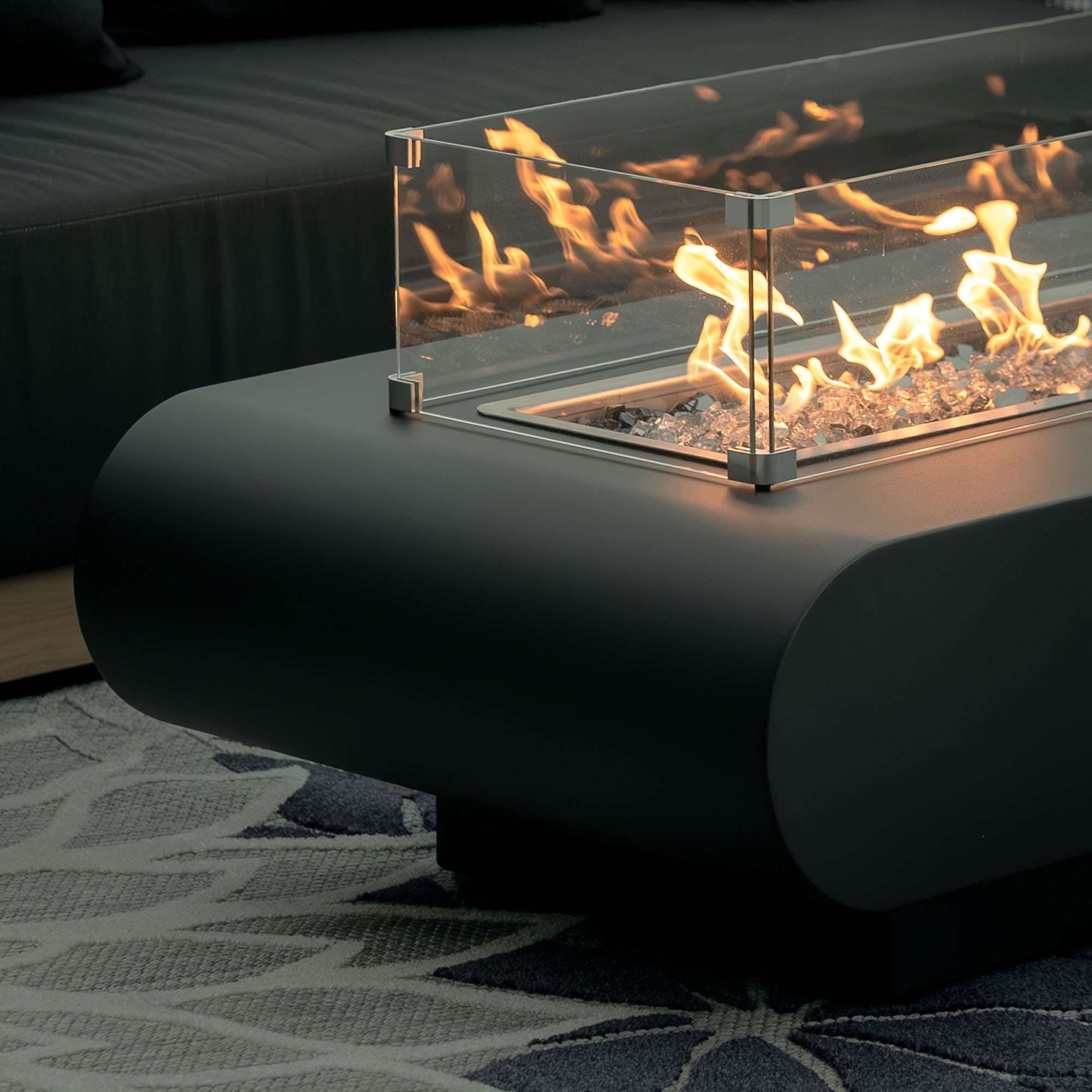 The Outdoor Plus La Jolla Rectangular Powder Coated Metal Fire Pit
