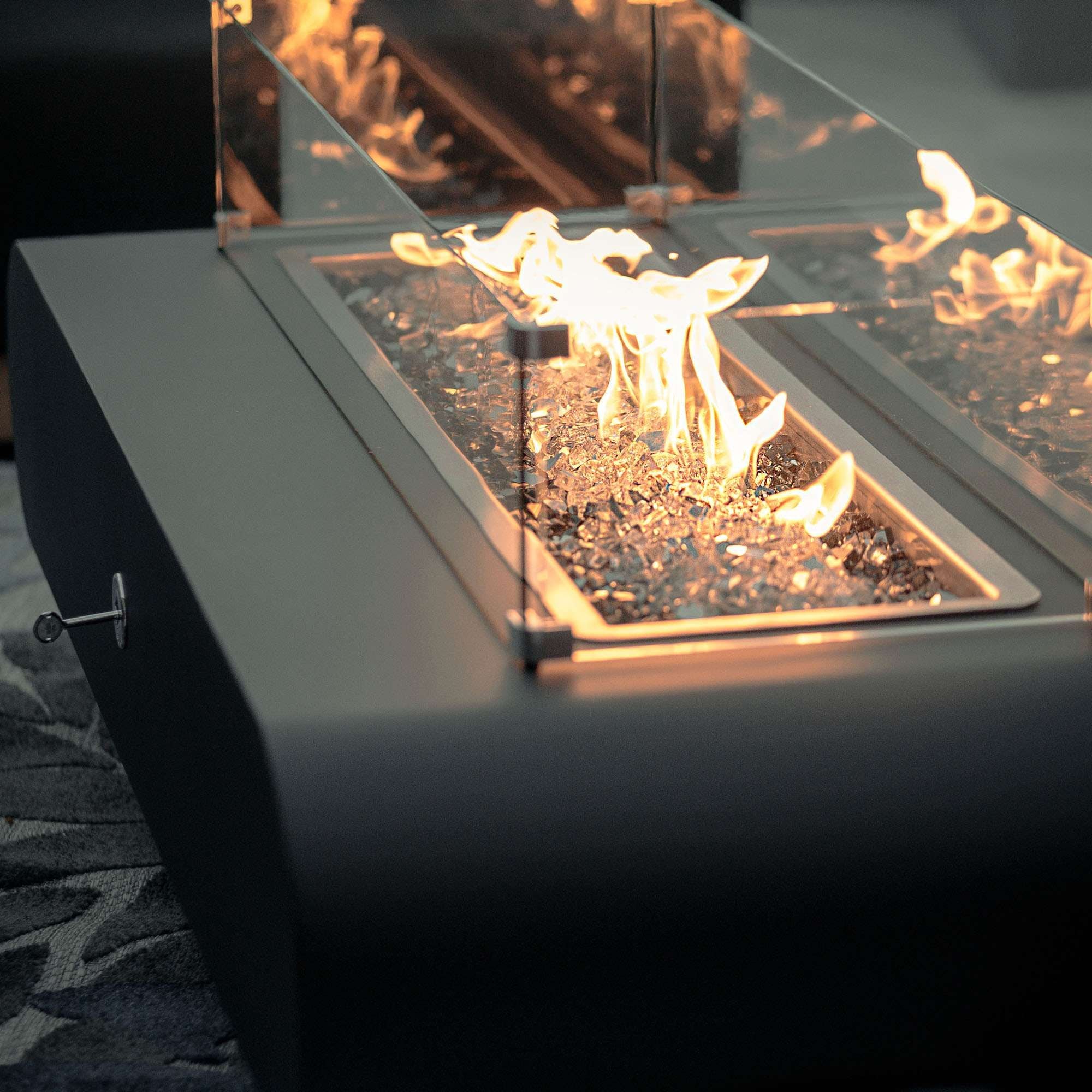 The Outdoor Plus La Jolla Rectangular Powder Coated Metal Fire Pit