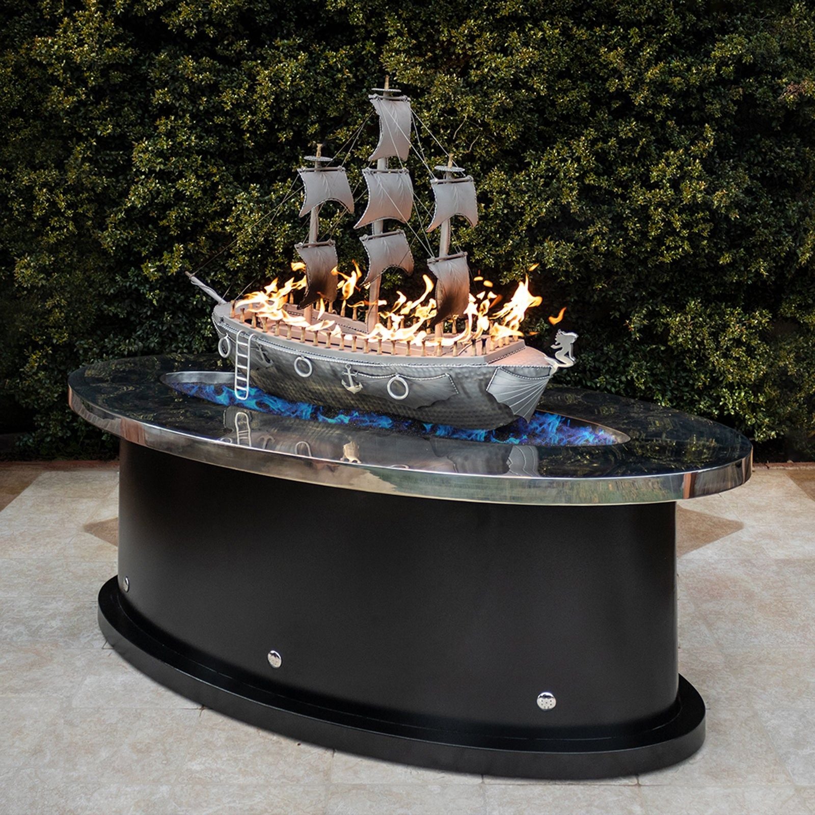 The Outdoor Plus La Pinta Stainless Steel Top & Powder Coated Metal Base Fire Pit