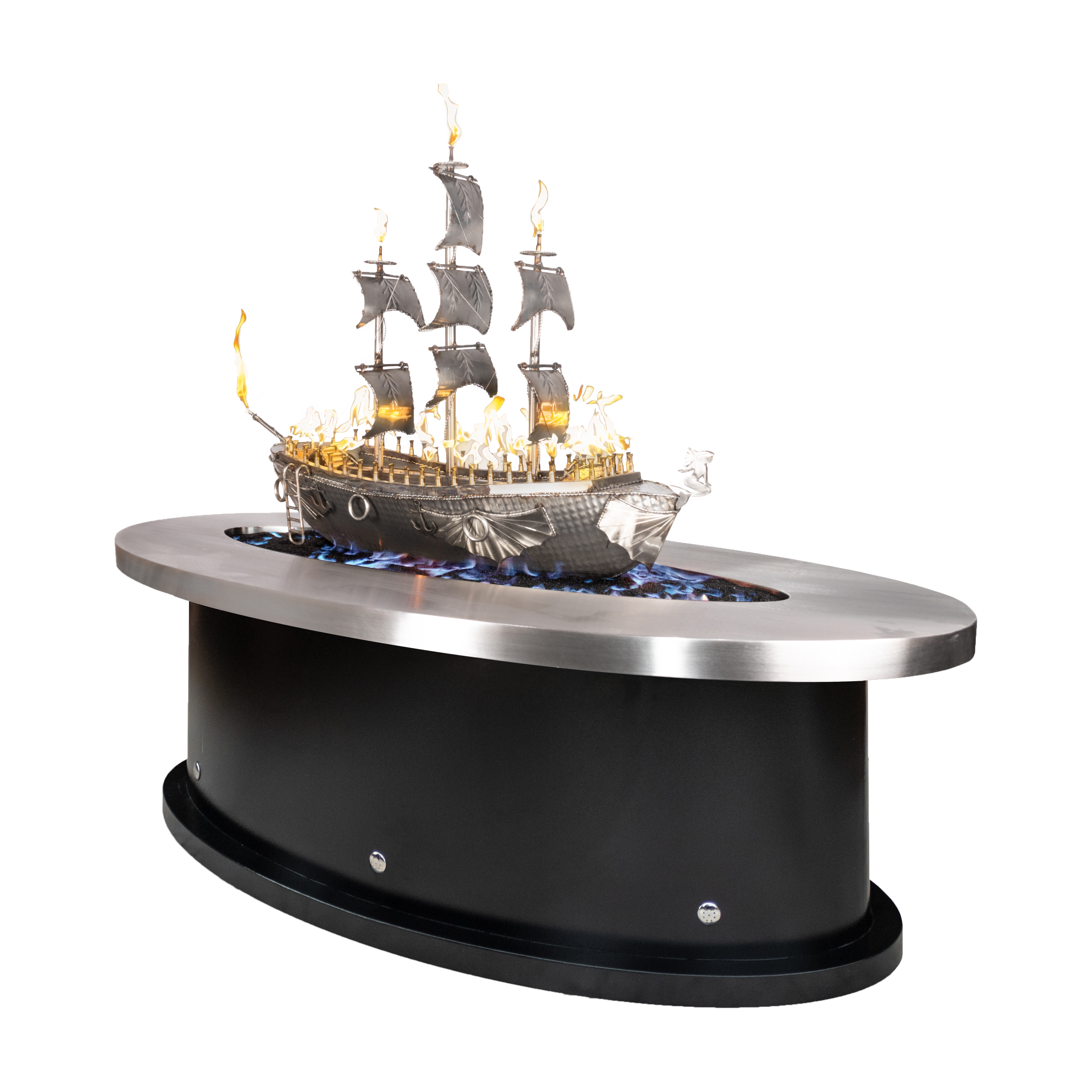 The Outdoor Plus La Pinta Stainless Steel Top & Powder Coated Metal Base Fire Pit