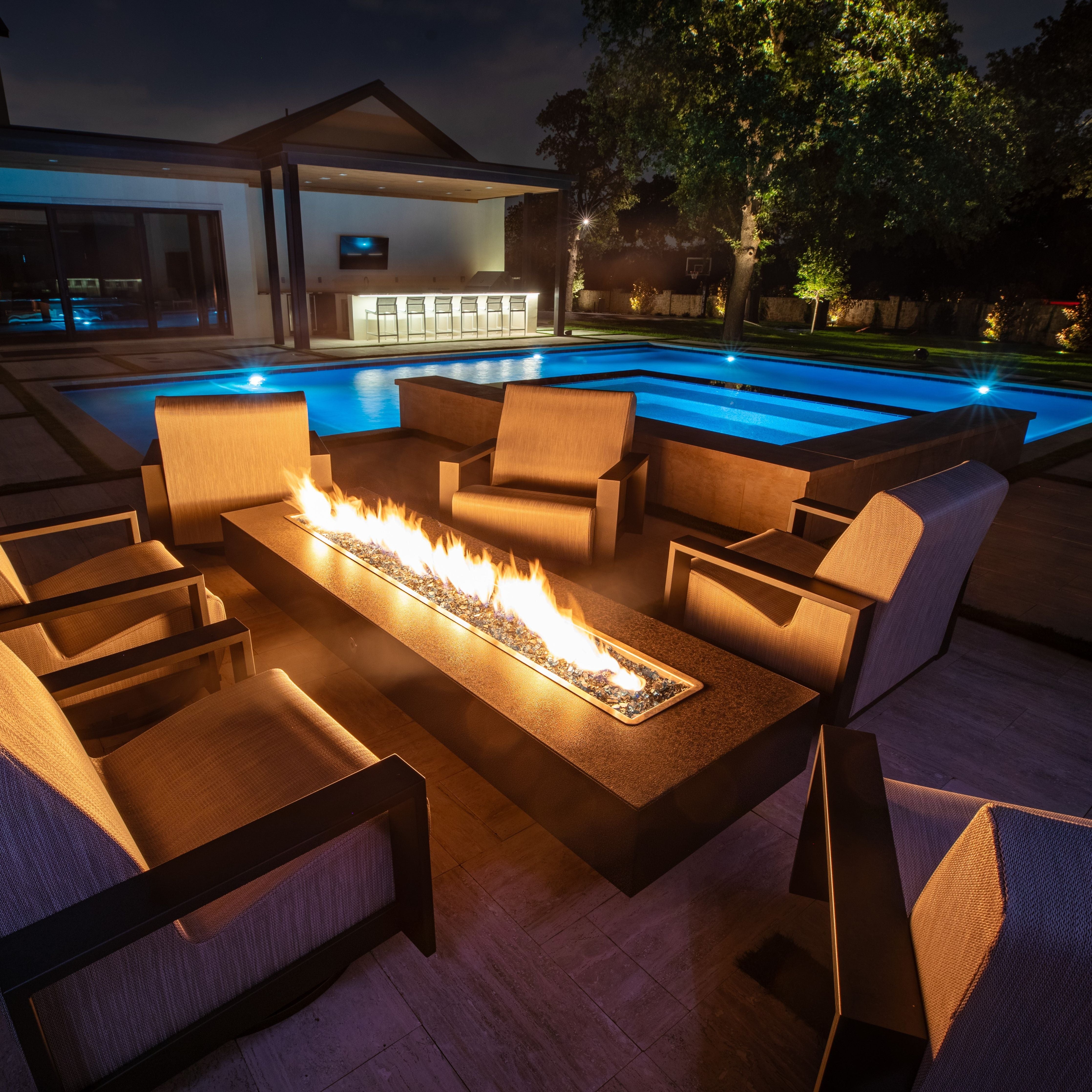 The Outdoor Plus Coronado 84" Rectangle Metal Powder Coat Fire Pit