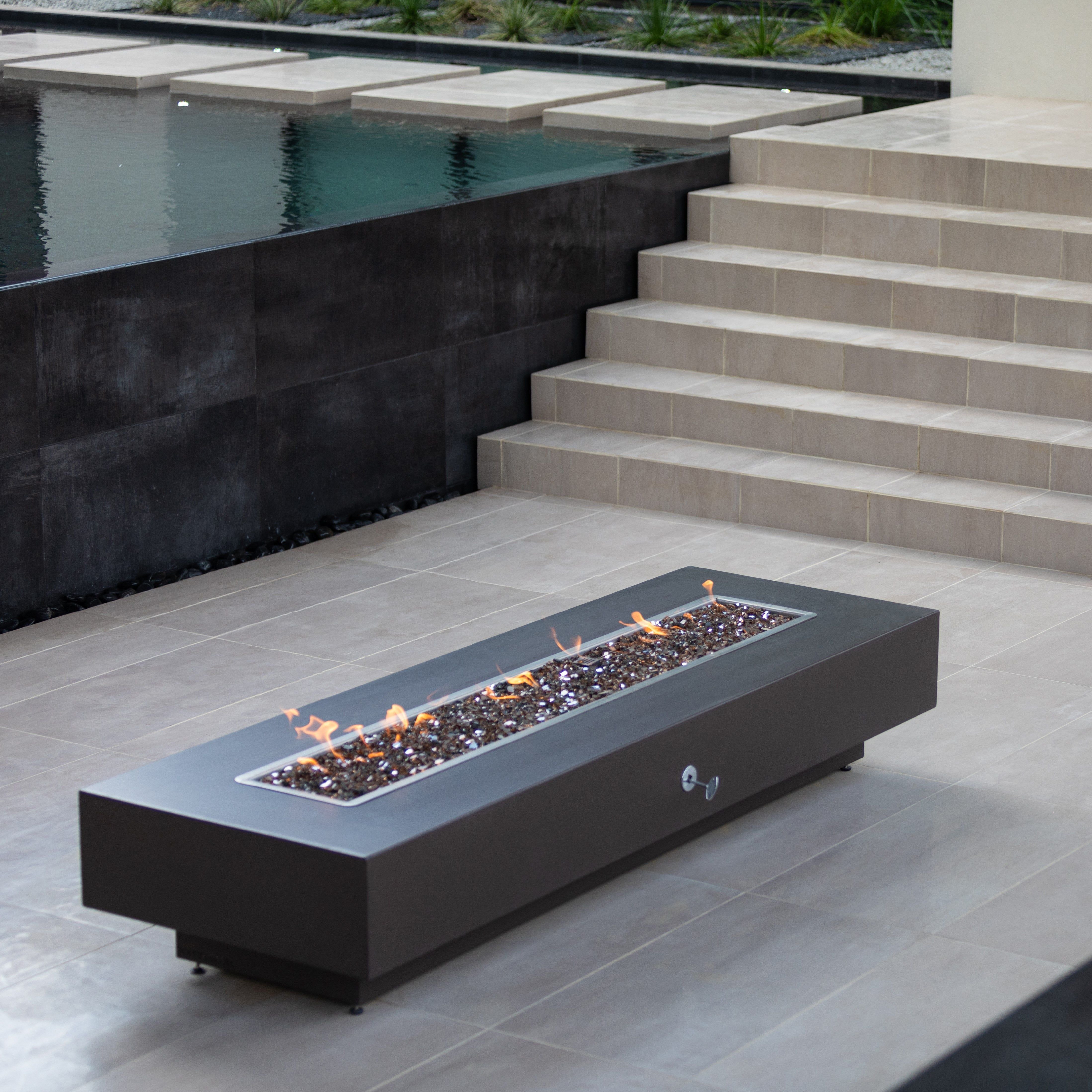 The Outdoor Plus Coronado 84" Rectangle Metal Powder Coat Fire Pit