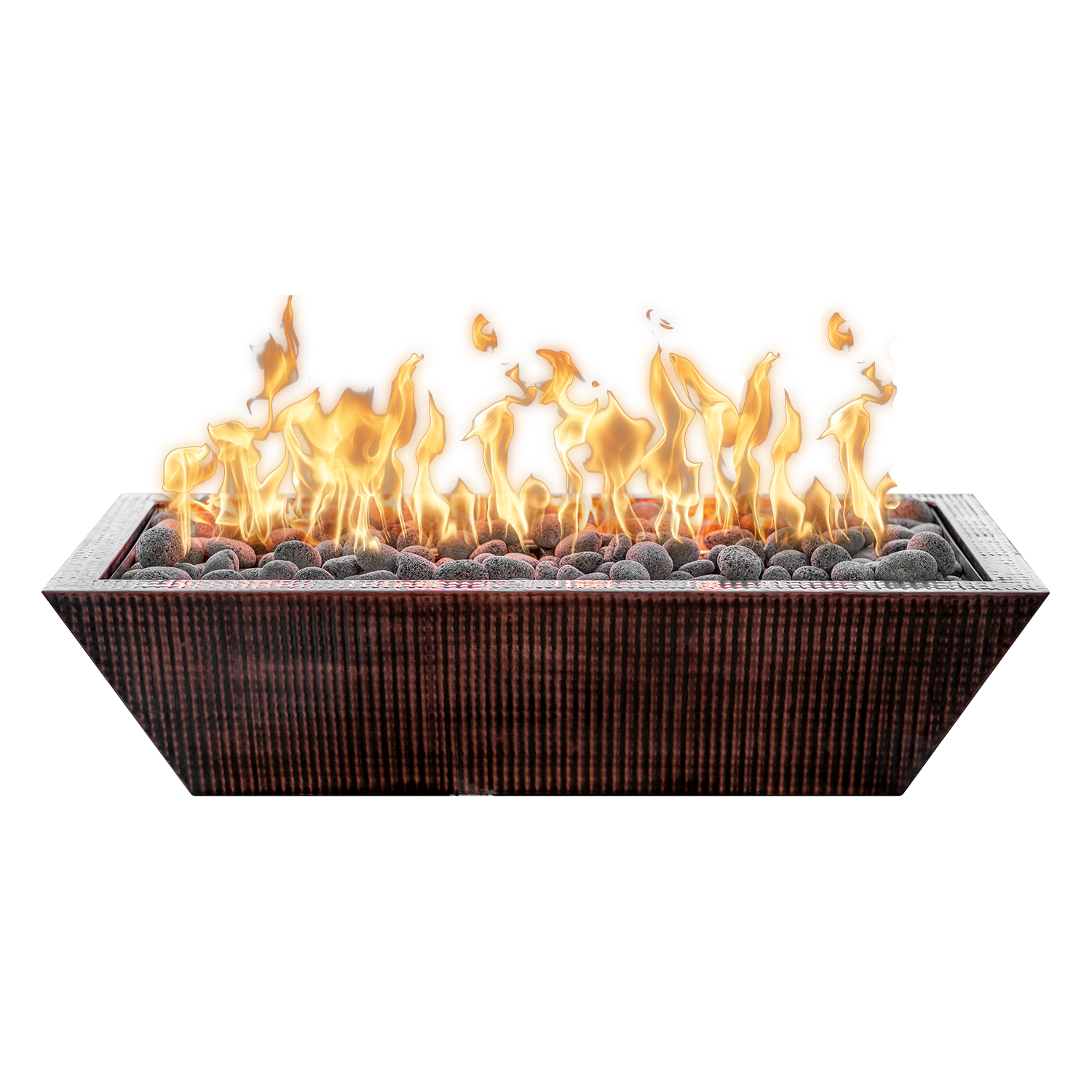 The Outdoor Plus Maya Linear Hammered Copper Fire Bowl