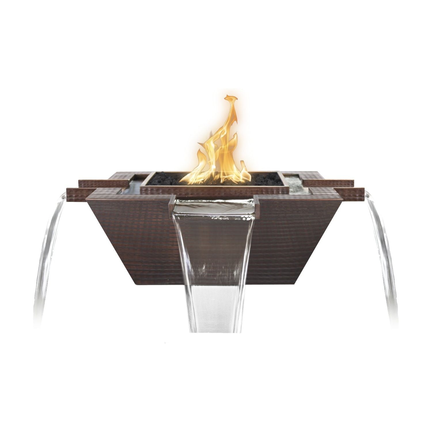 The Outdoor Plus Maya Hammered Copper Fire & Water Bowl - 4-Way Spill