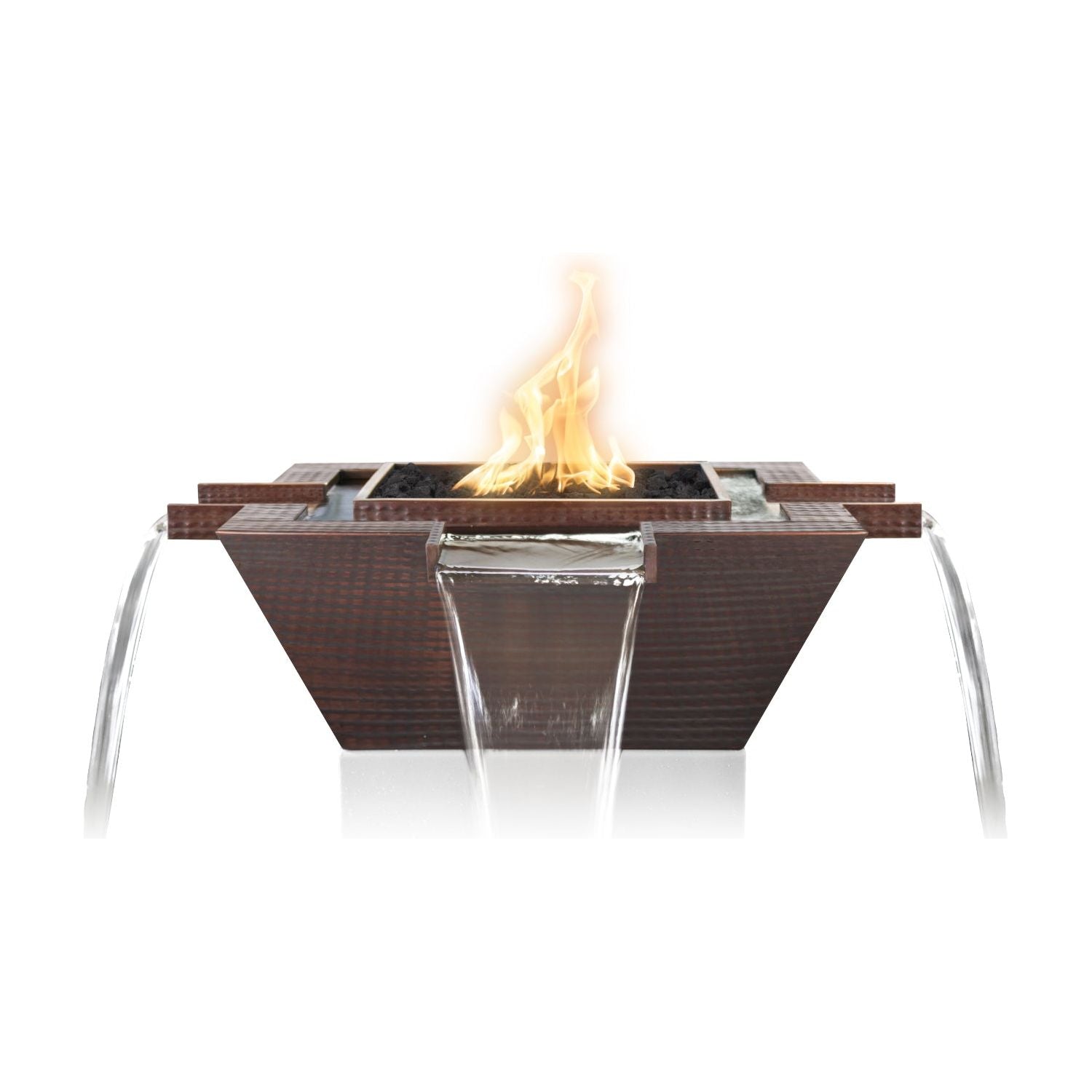 The Outdoor Plus Maya Hammered Copper Fire & Water Bowl - 4-Way Spill