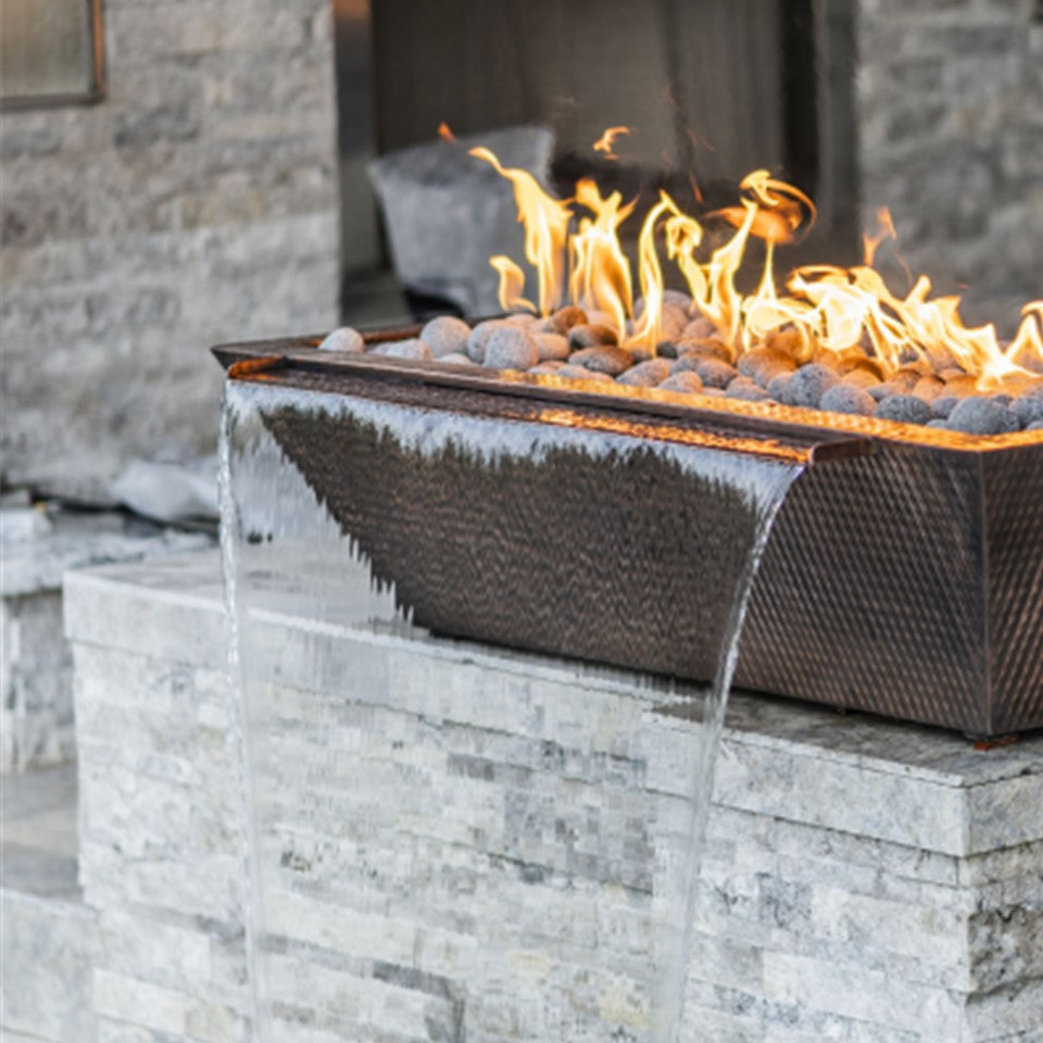 The Outdoor Plus Maya Linear Metal Fire & Water Bowl