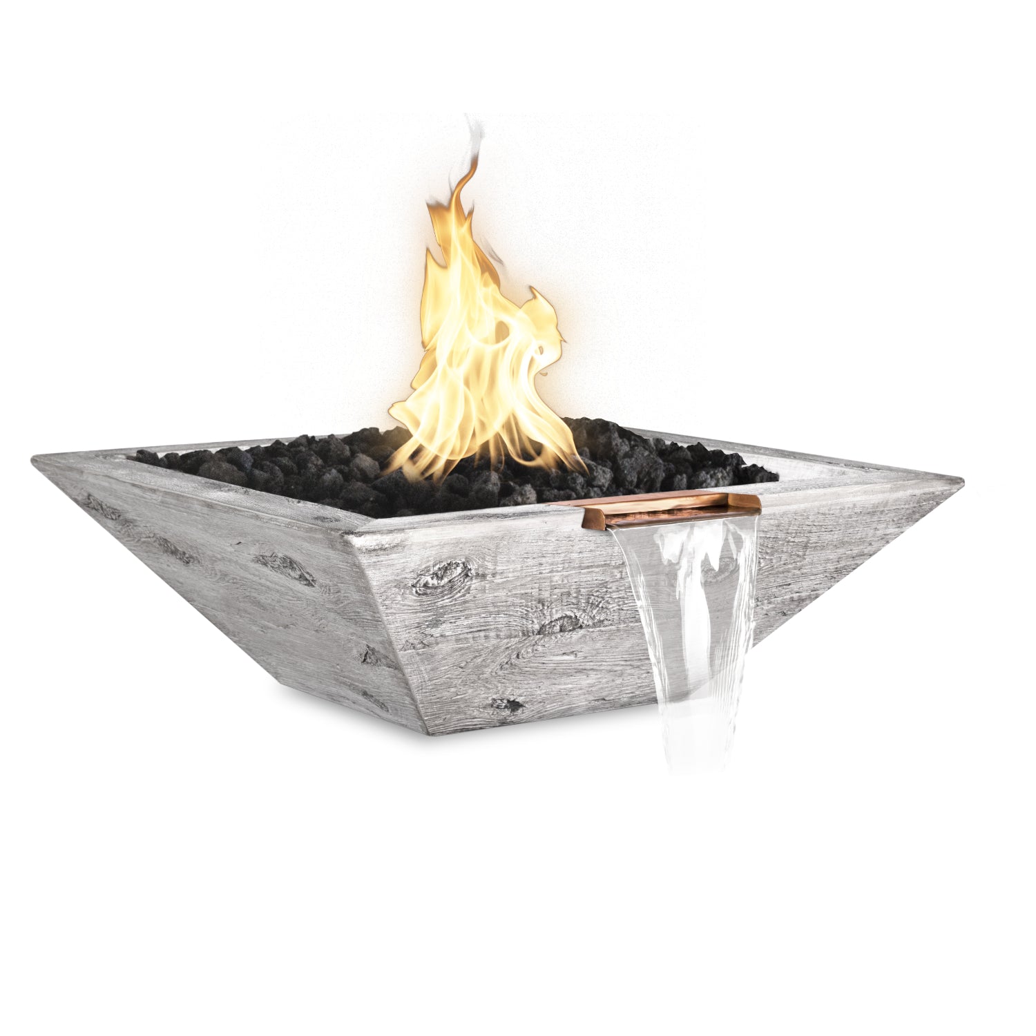 The Outdoor Plus Maya Wood Grain GFRC Concrete Fire & Water Bowl