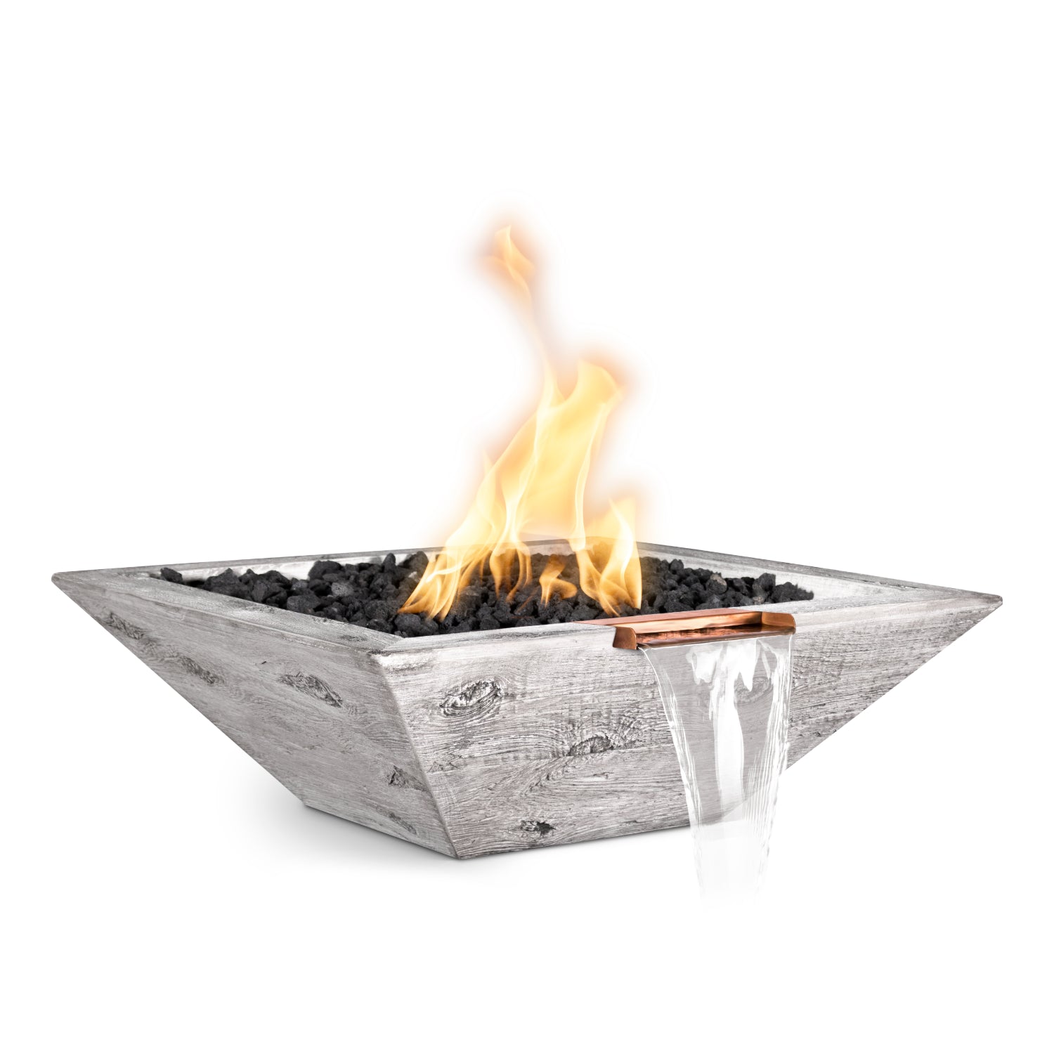 The Outdoor Plus Maya Wood Grain GFRC Concrete Fire & Water Bowl