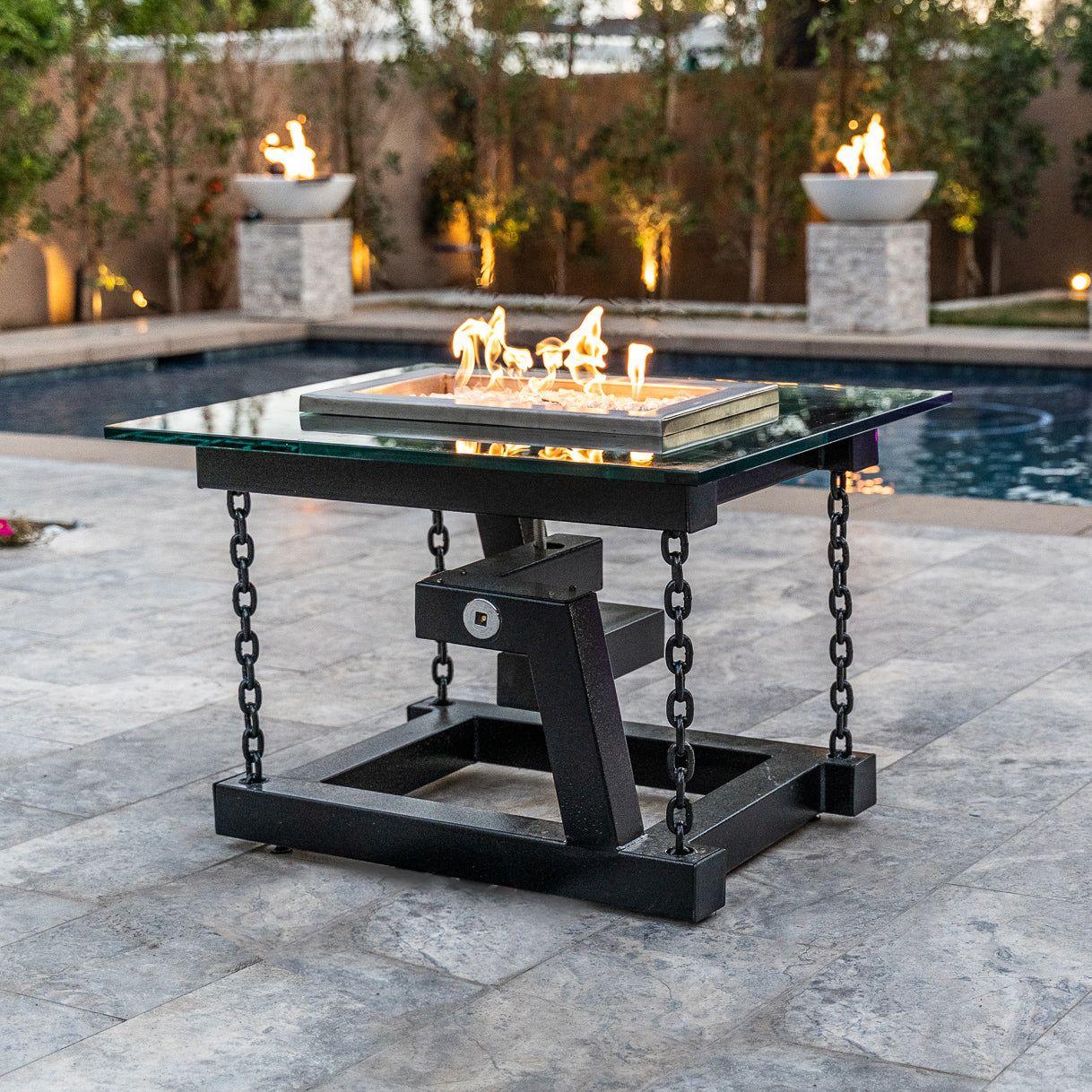 The Outdoor Plus Newton Metal Powder Coat Fire Pit - Chain Support