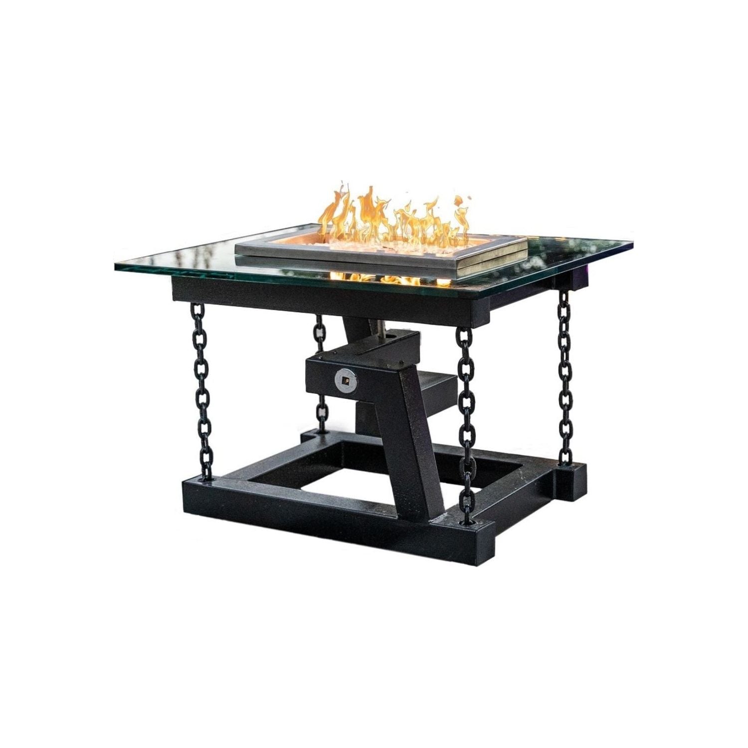 The Outdoor Plus Newton Metal Powder Coat Fire Pit - Chain Support