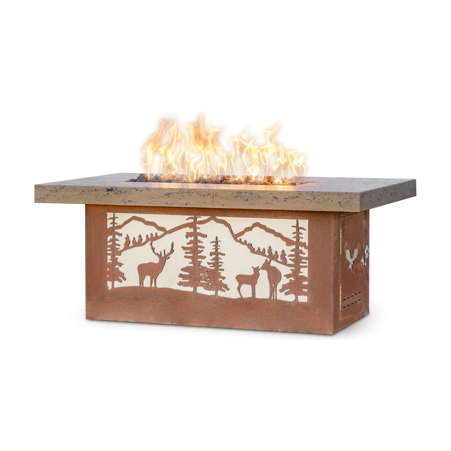 The Outdoor Plus Outback Rectangle Concrete & Corten Steel Fire Pit