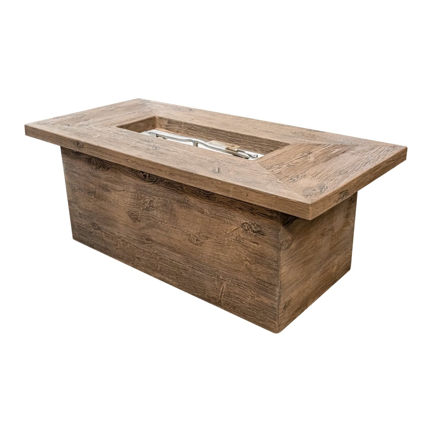 The Outdoor Plus Grove Wood Grain GFRC Concrete Rectangular Fire Table