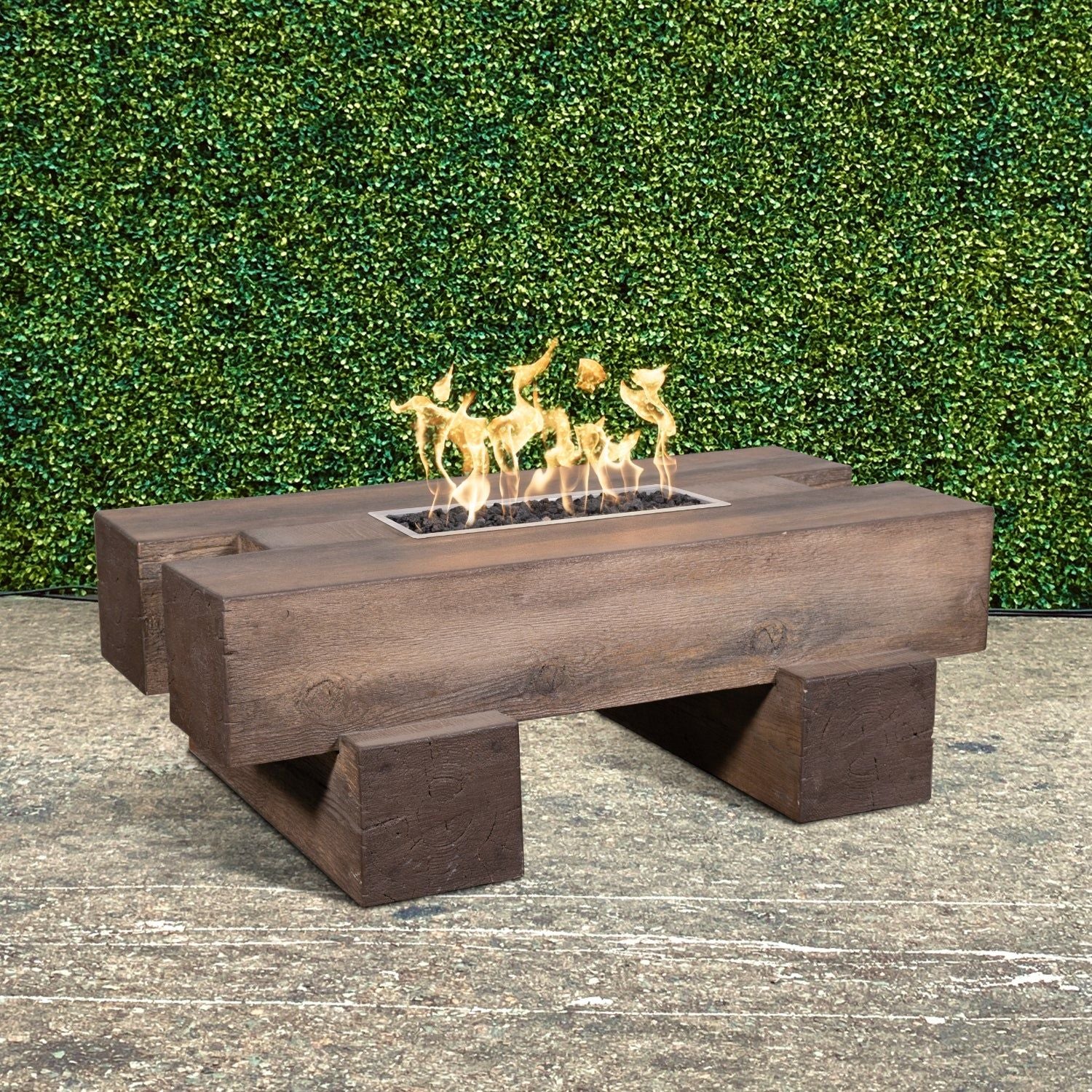 The Outdoor Plus Palo Wood Grain GFRC Concrete Fire Pit