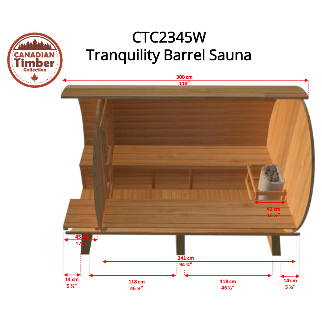 Dundalk Leisurecraft CT Tranquility Barrel Sauna