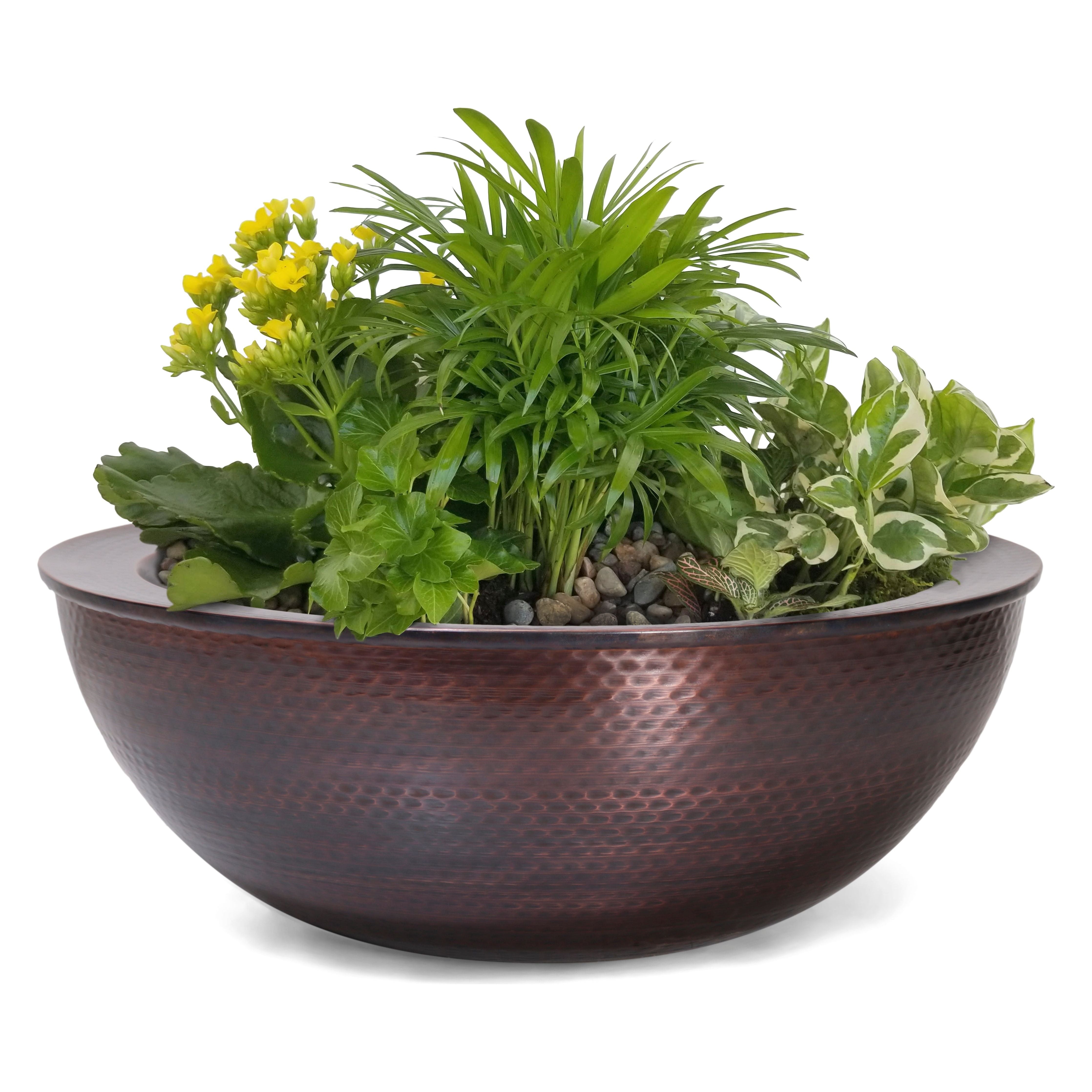 The Outdoor Plus Sedona 27" Hammered Copper Planter Bowl