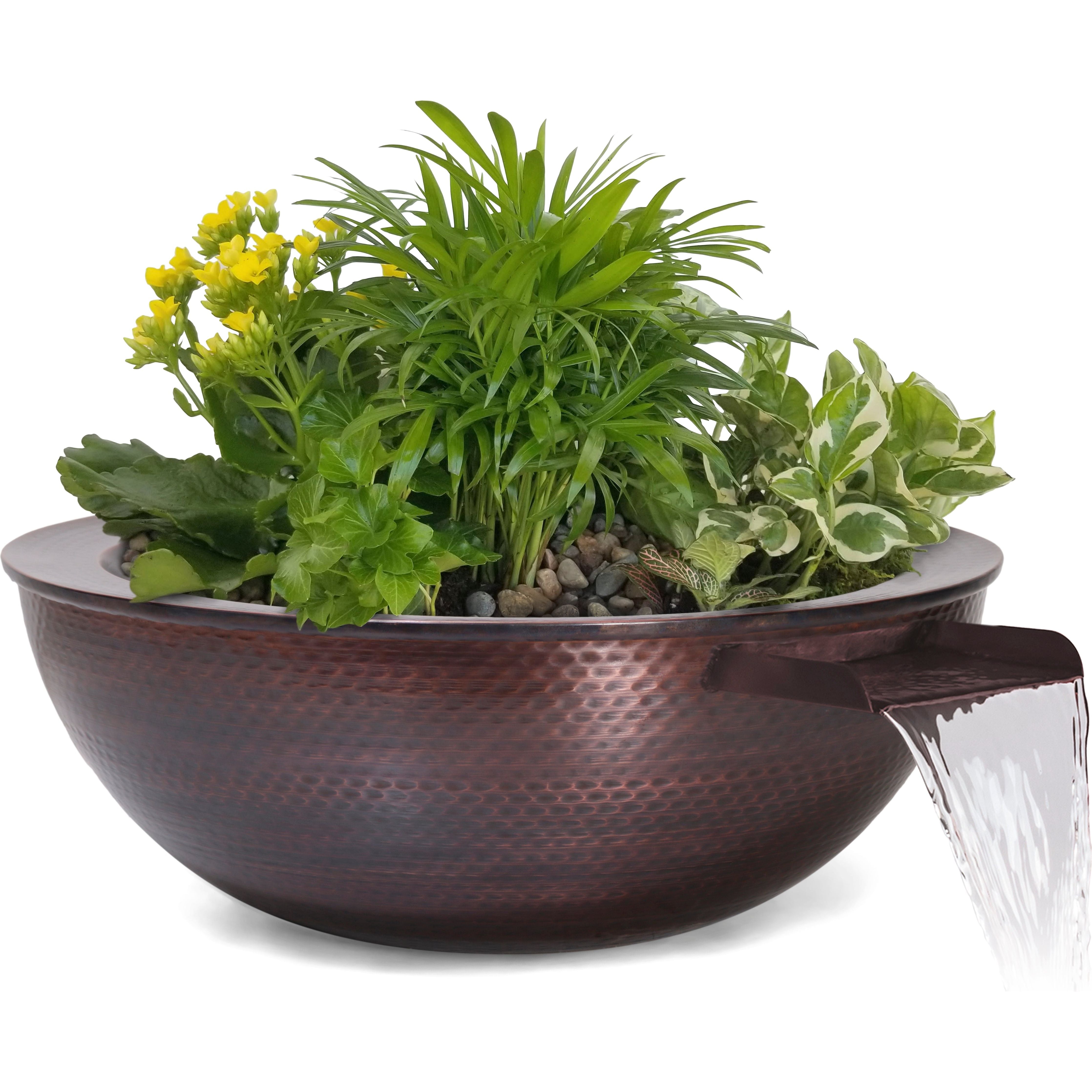 The Outdoor Plus Sedona 27" Hammered Copper Planter & Water Bowl