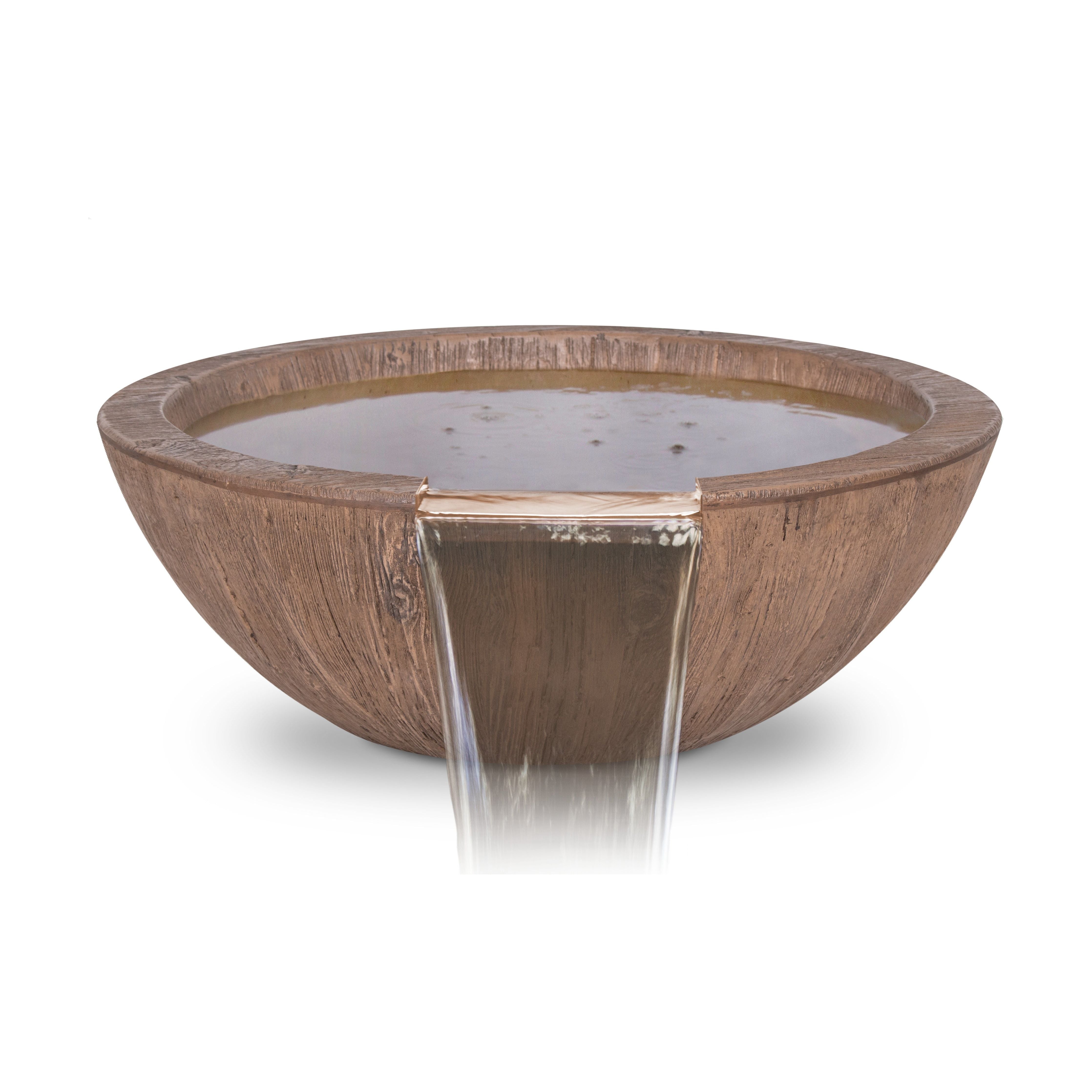 The Outdoor Plus Sedona Wood Grain GFRC Concrete Water Bowl