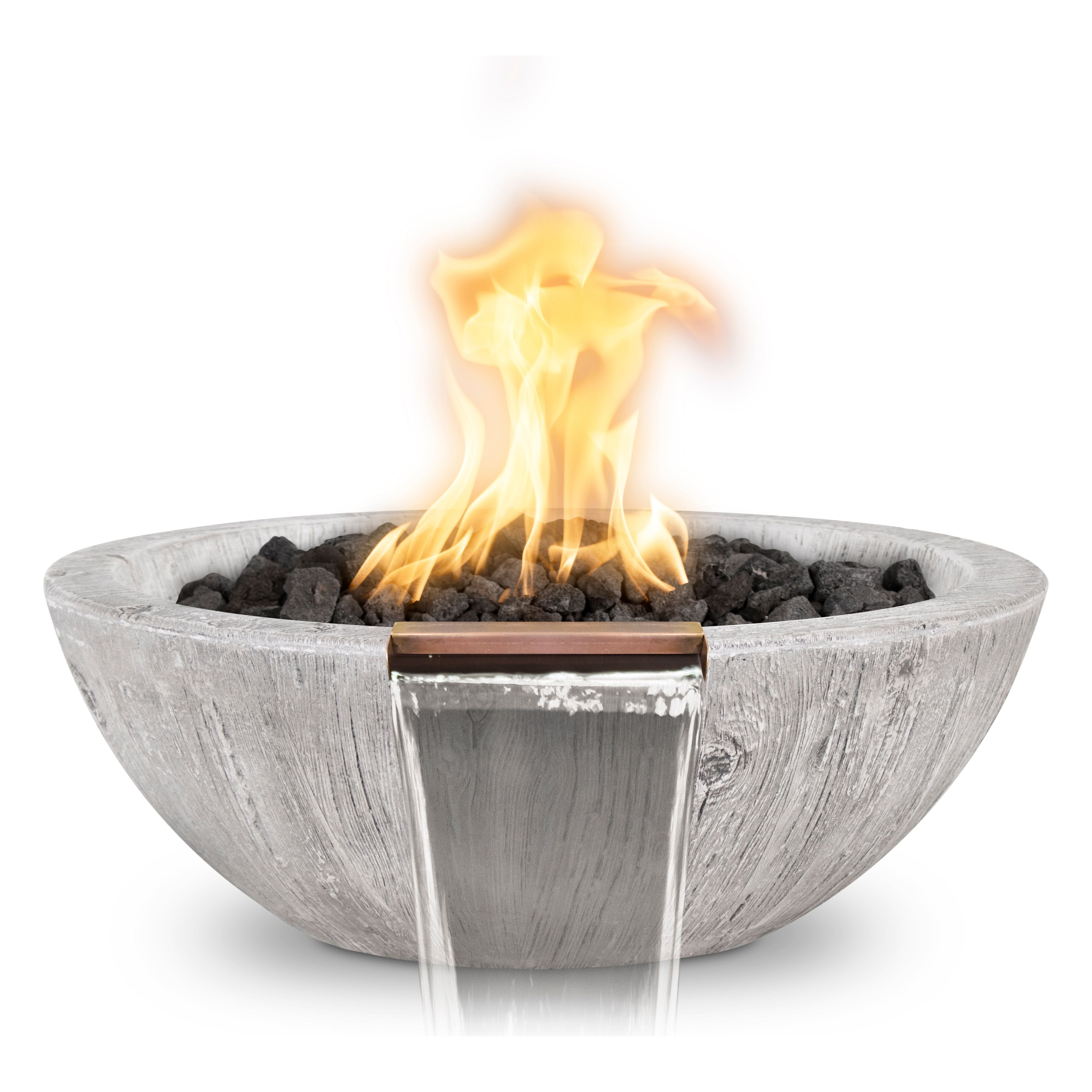 The Outdoor Plus Sedona Wood Grain GFRC Concrete Fire & Water Bowl
