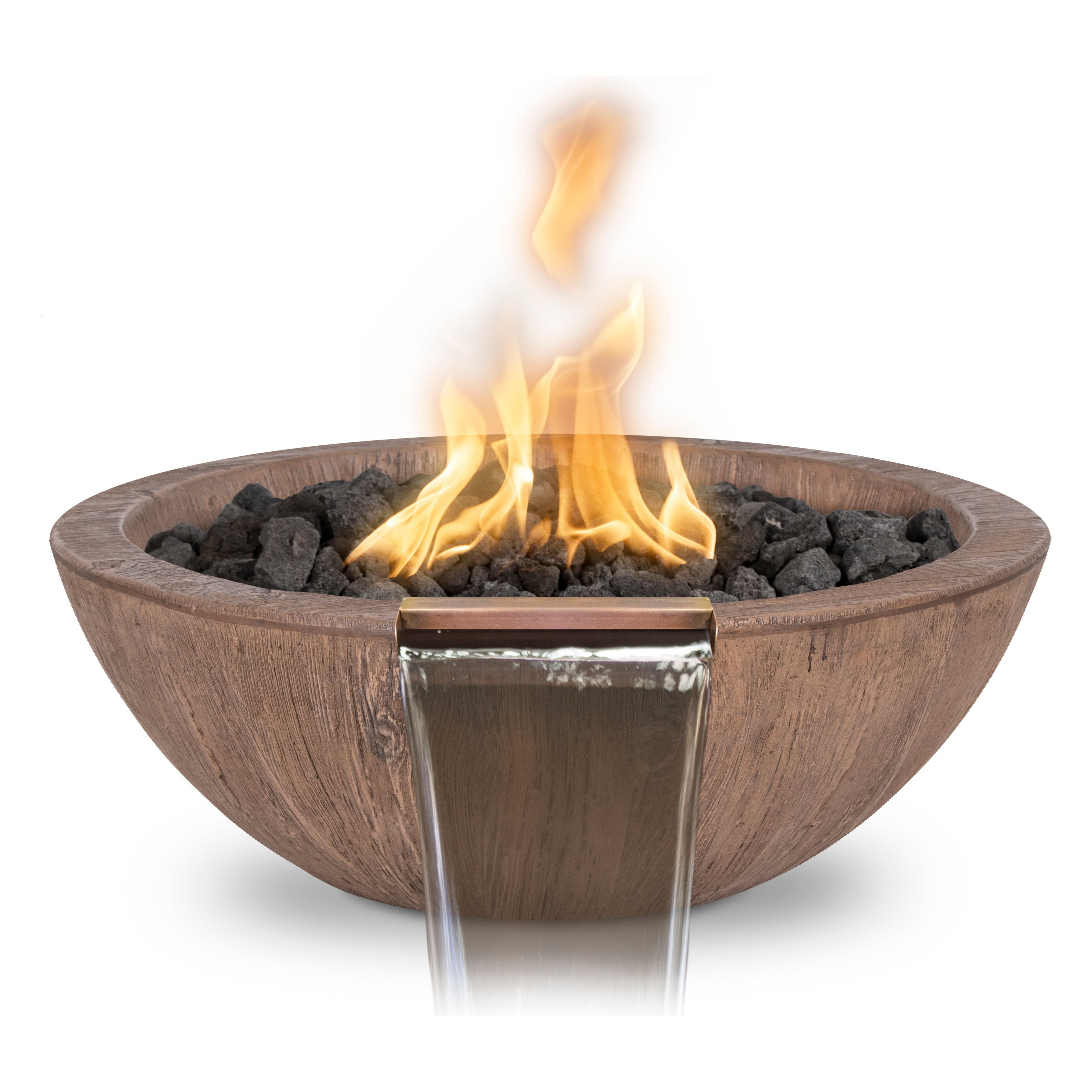 The Outdoor Plus Sedona Wood Grain GFRC Concrete Fire & Water Bowl