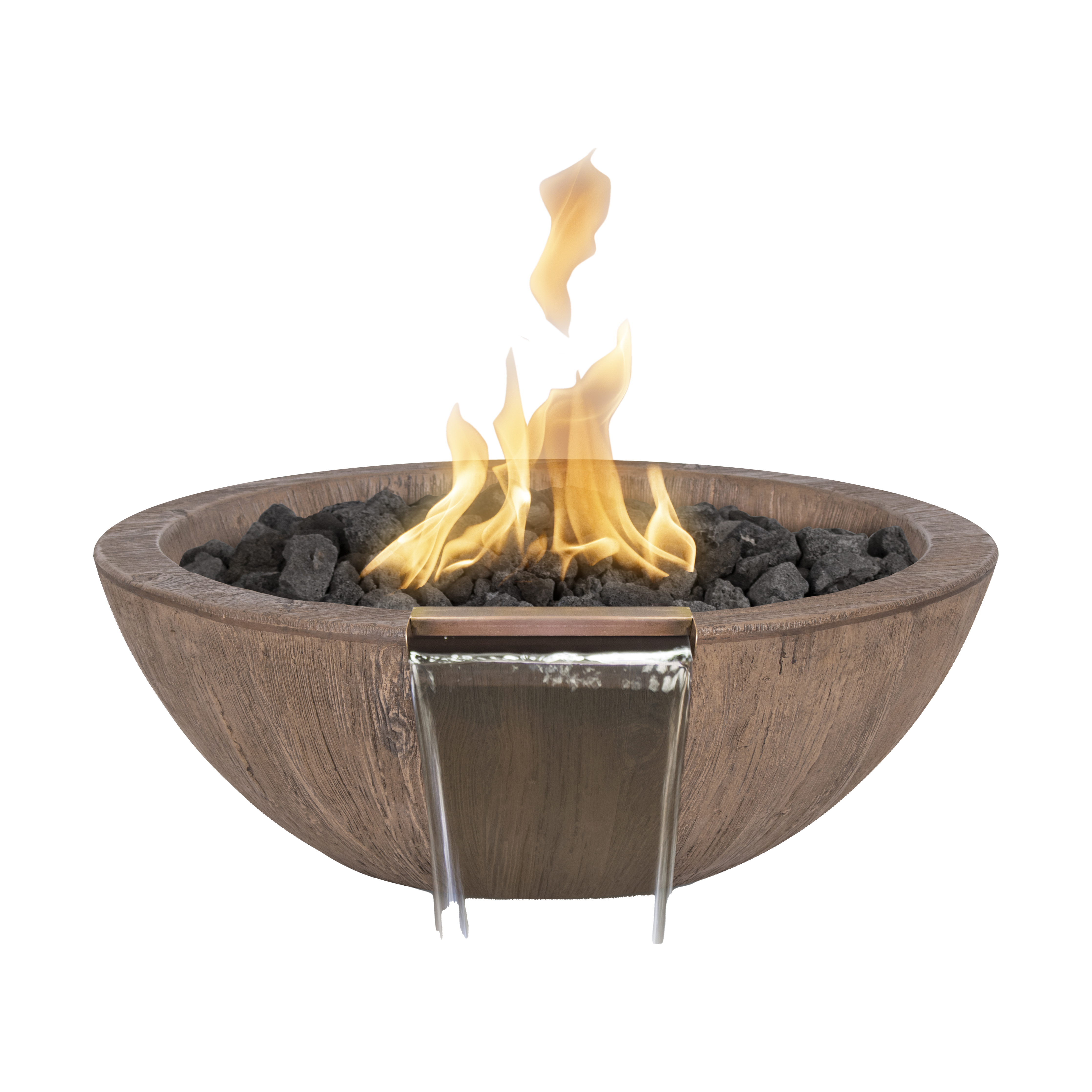 The Outdoor Plus Sedona Wood Grain GFRC Concrete Fire & Water Bowl