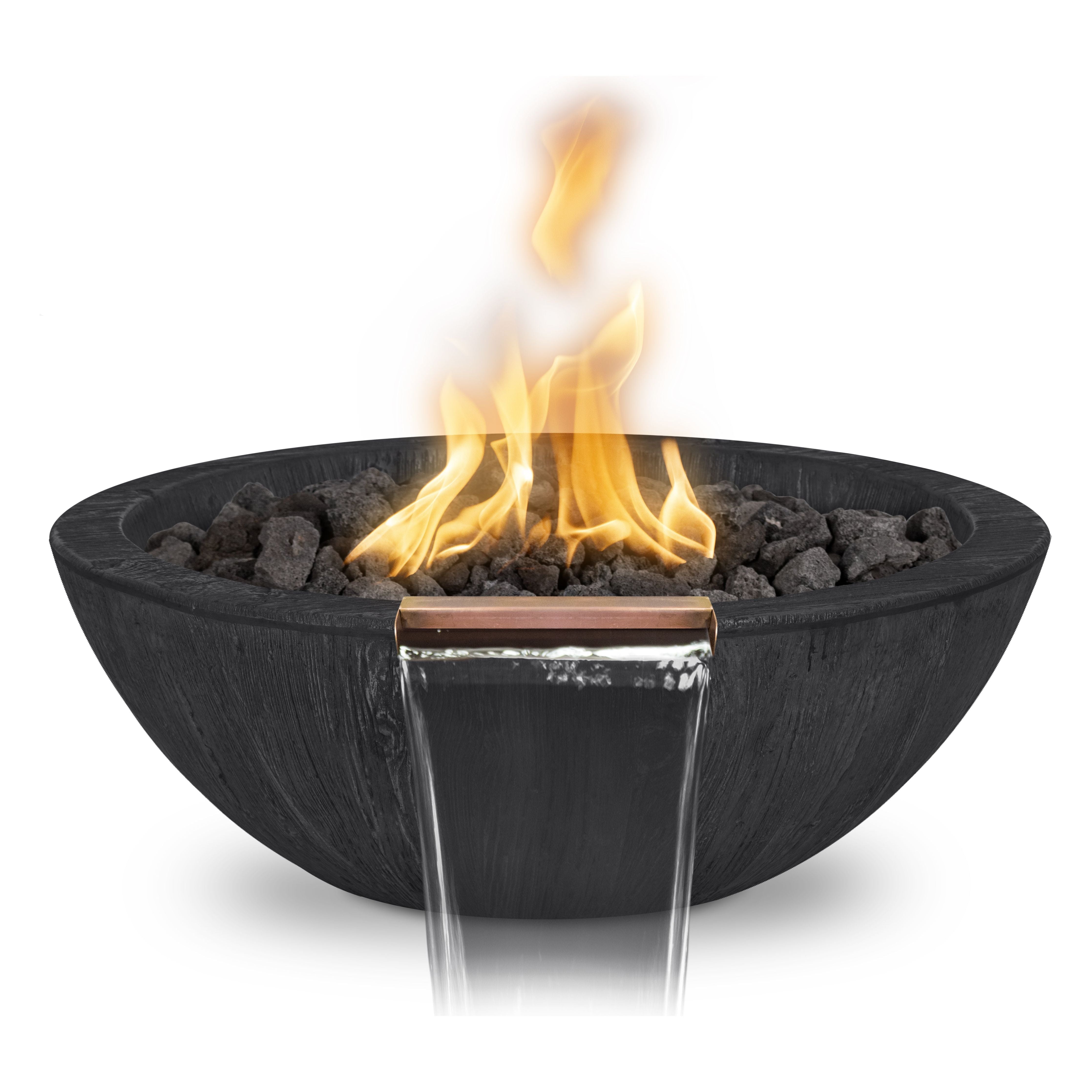 The Outdoor Plus Sedona Wood Grain GFRC Concrete Fire & Water Bowl