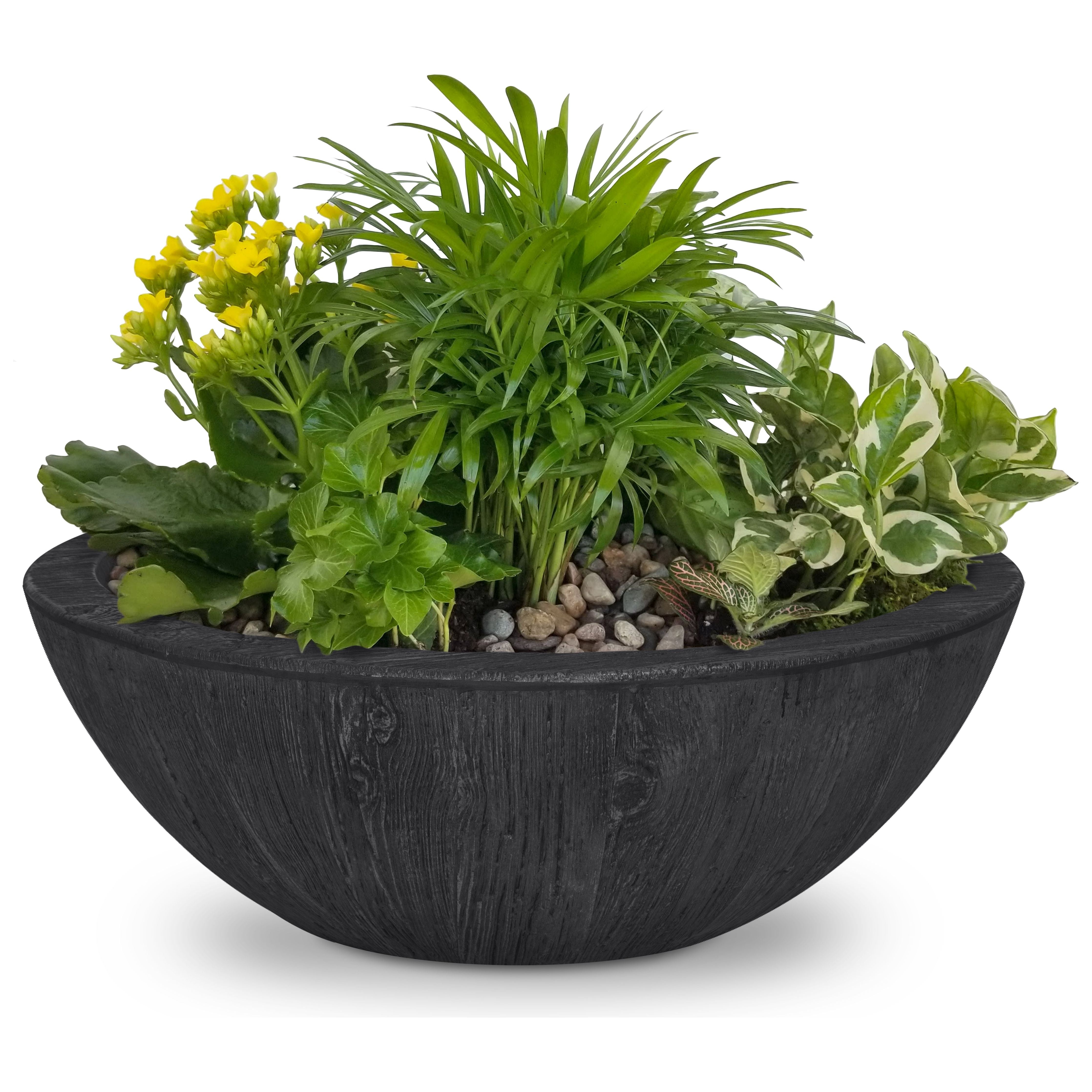 The Outdoor Plus Sedona 27" Wood Grain GFRC Concrete Planter Bowl