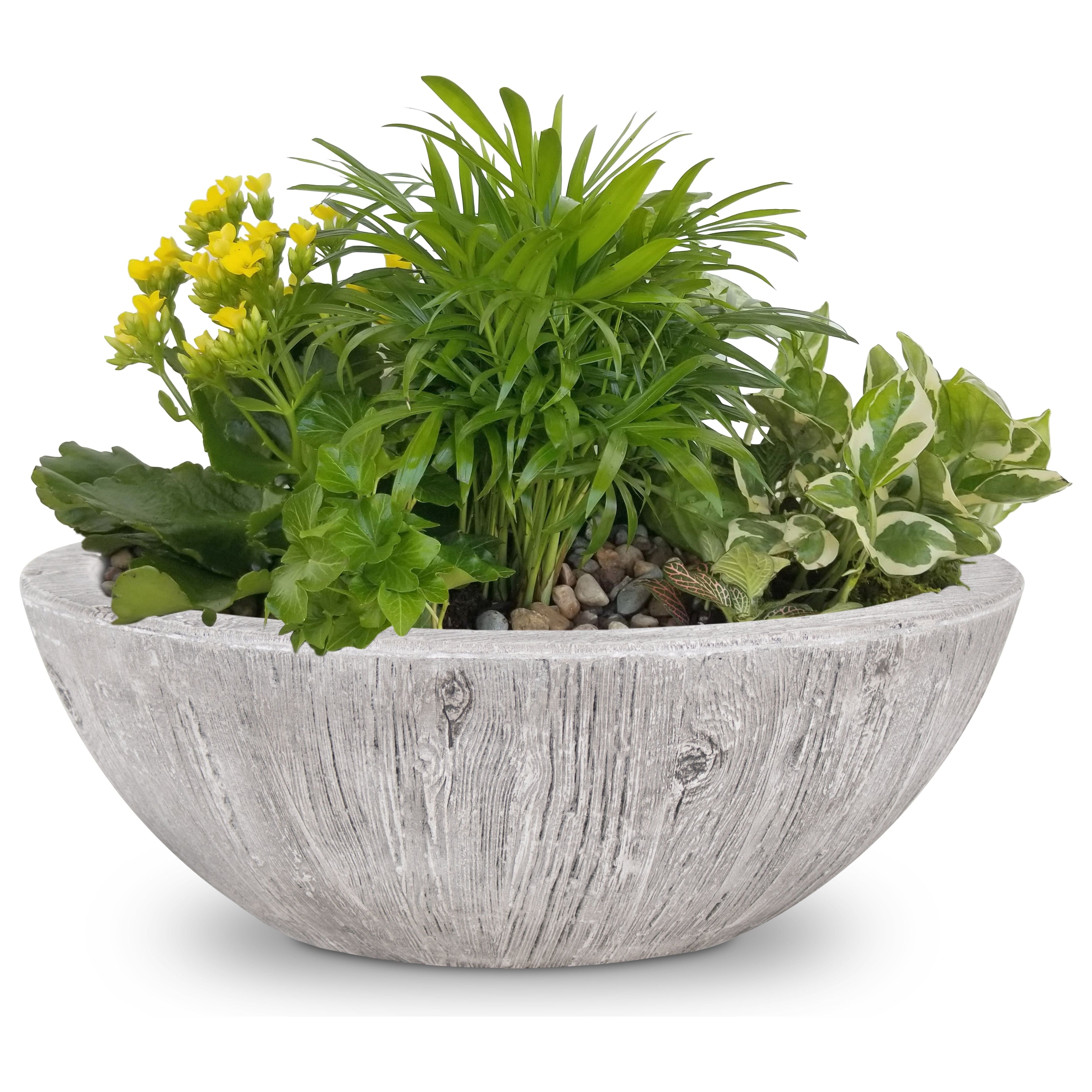 The Outdoor Plus Sedona 27" Wood Grain GFRC Concrete Planter Bowl