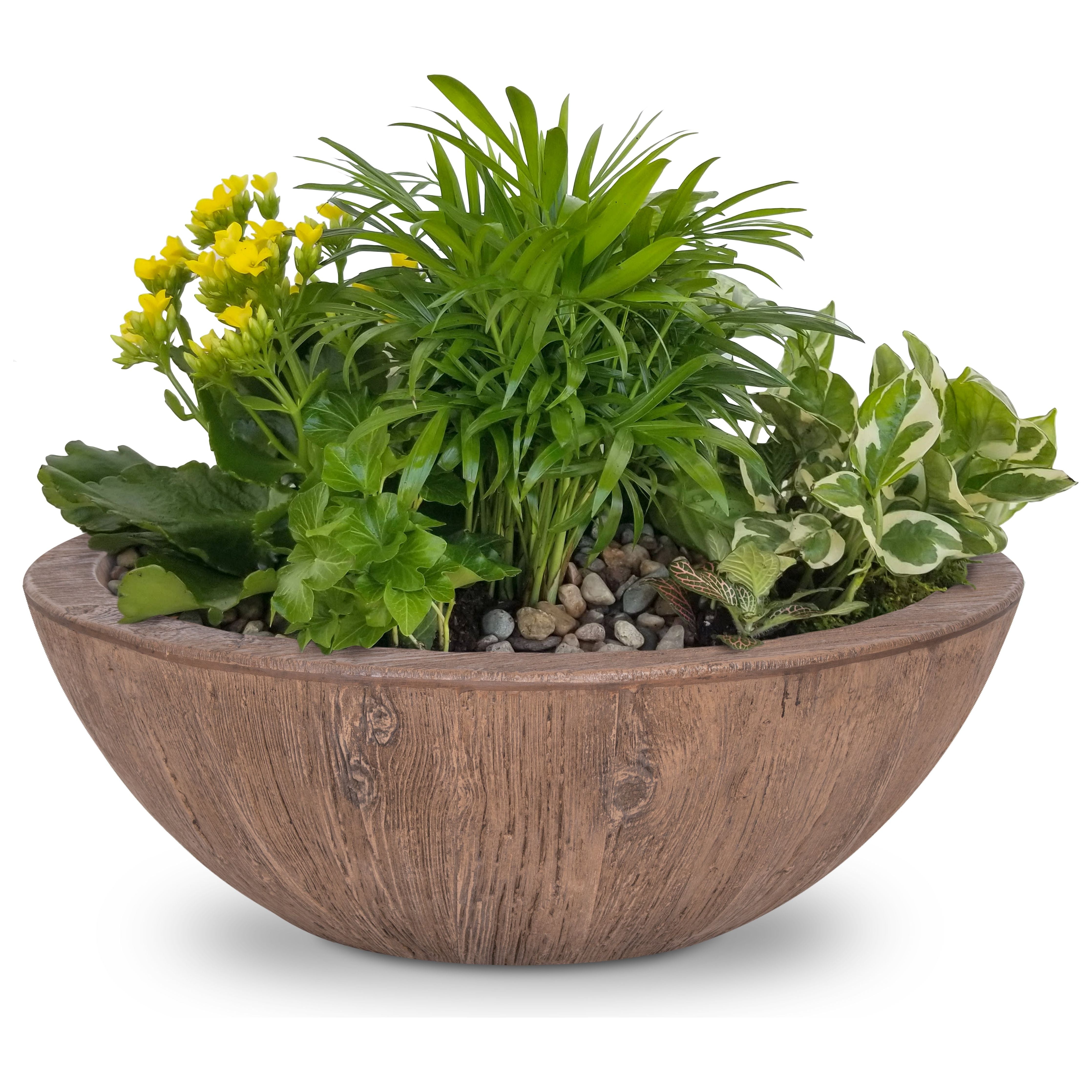 The Outdoor Plus Sedona 27" Wood Grain GFRC Concrete Planter Bowl