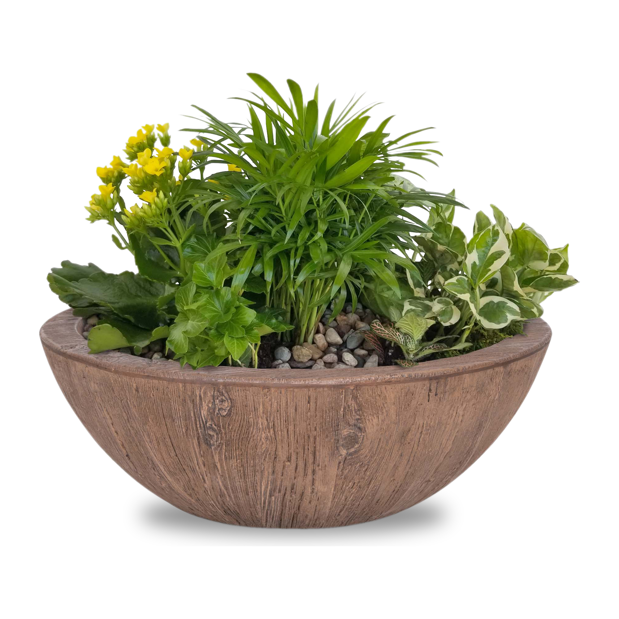 The Outdoor Plus Sedona 27" Wood Grain GFRC Concrete Planter Bowl