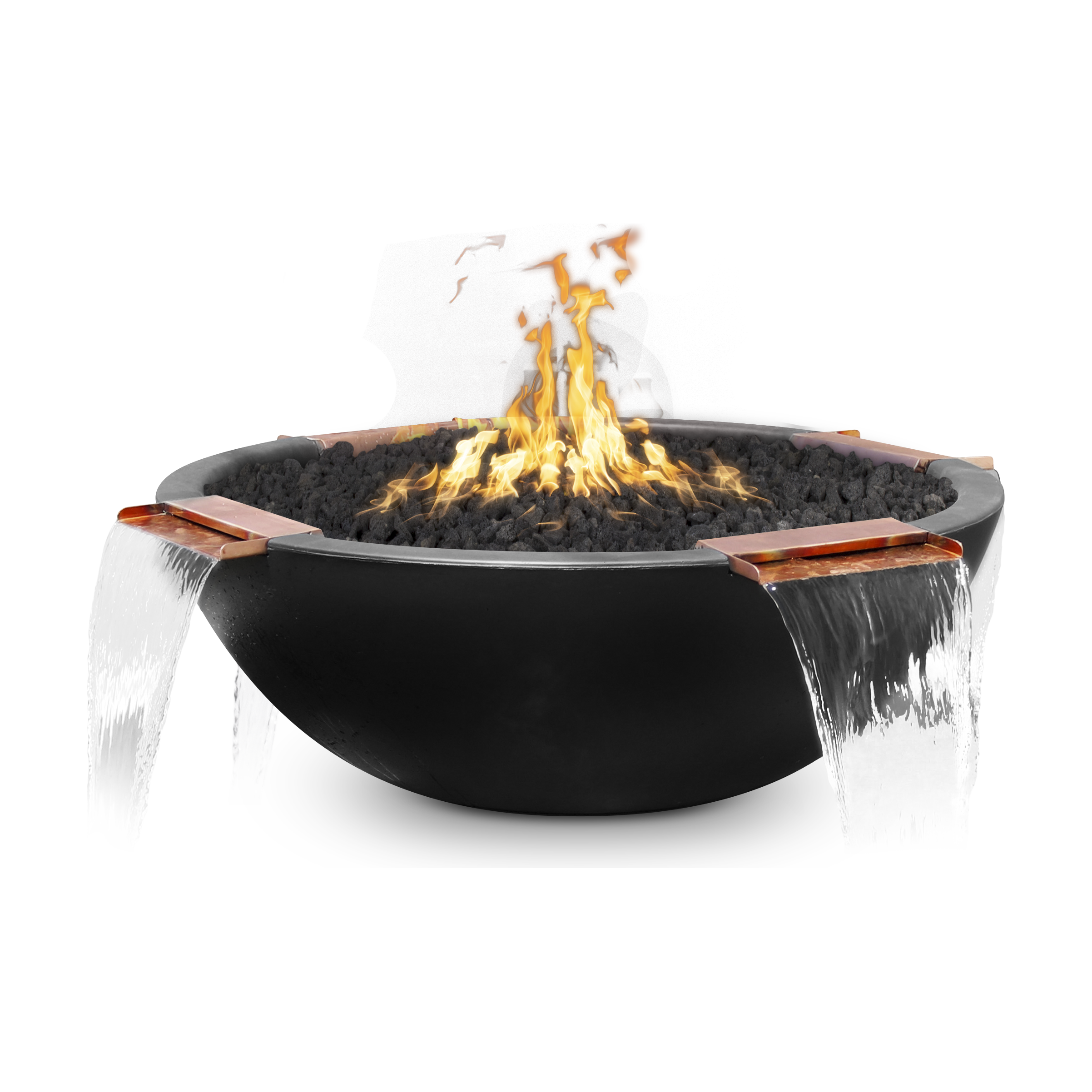 The Outdoor Plus Sedona GFRC Concrete Fire & Water Bowl – 4 Way Spill