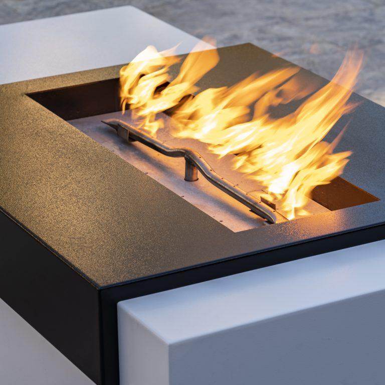 The Outdoor Plus Moonstone Black & White Metal Powder Coat Fire Pit